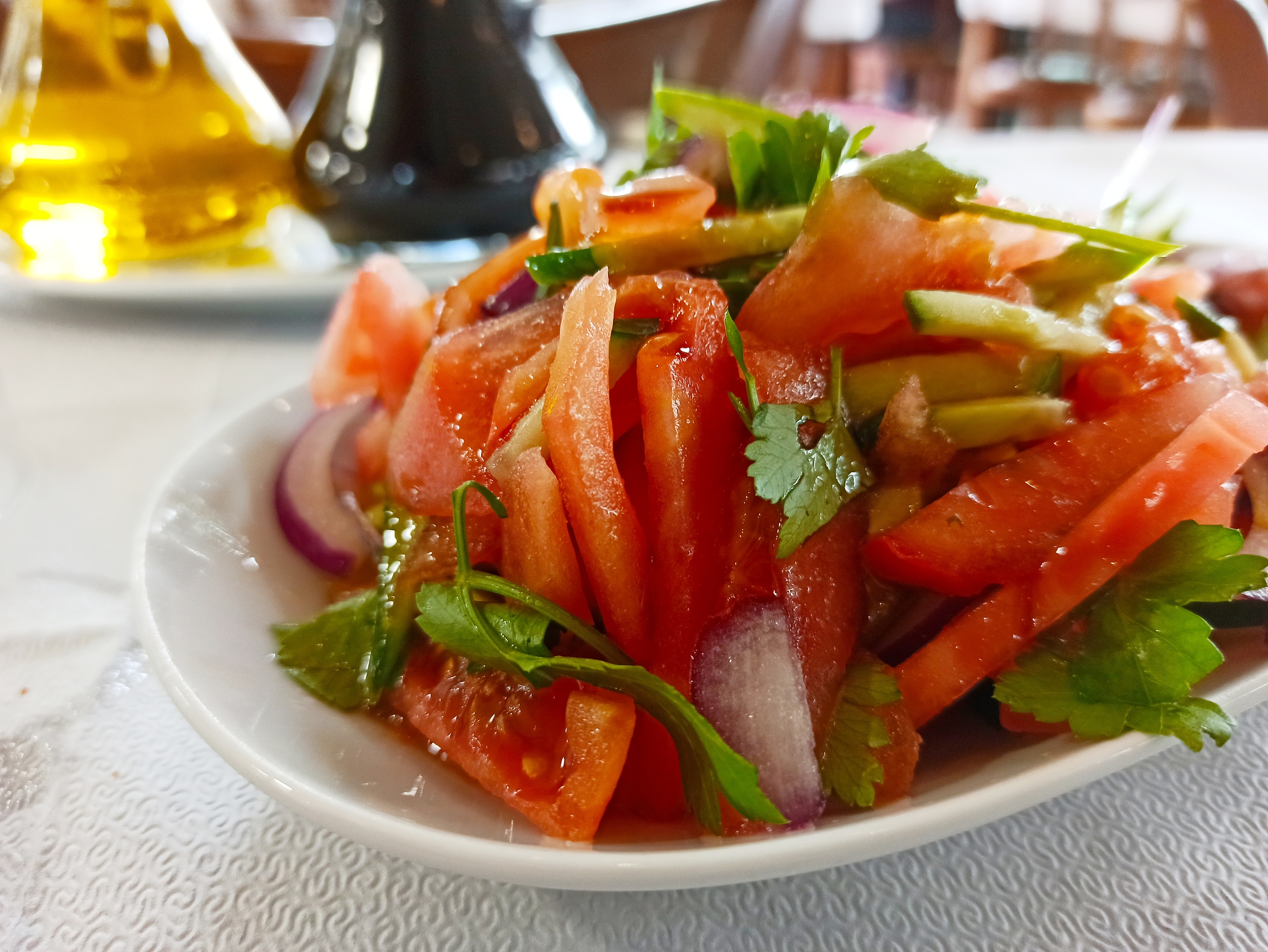 traditional turkish tomato sala with onion in istanbul turkey