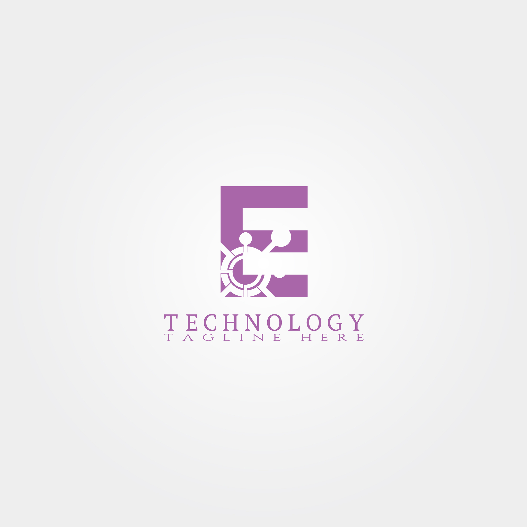 technology icon template with e letter creative