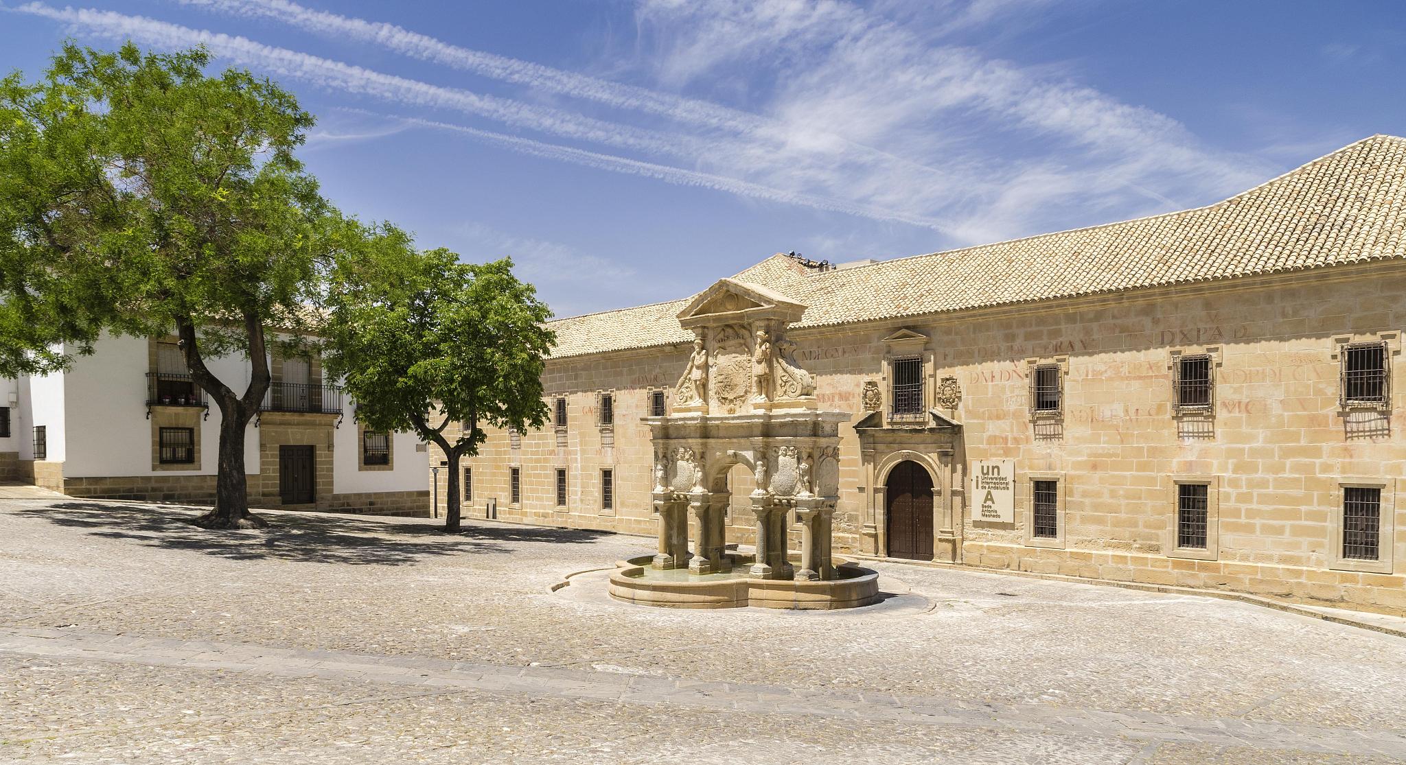 fountain fuente de santa maria in front of university, universid