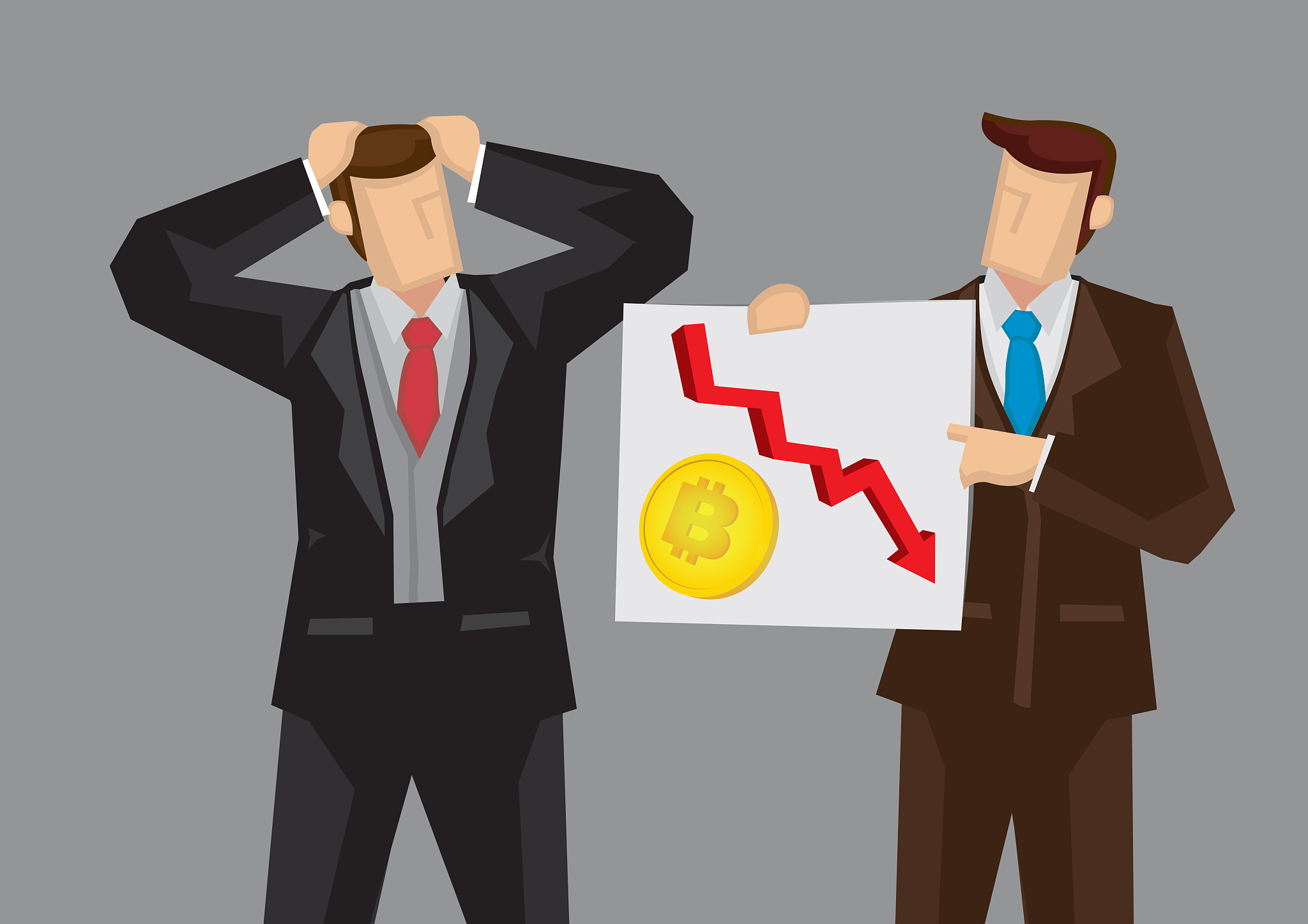 employee telling his boss the falling of his investment in bitco
