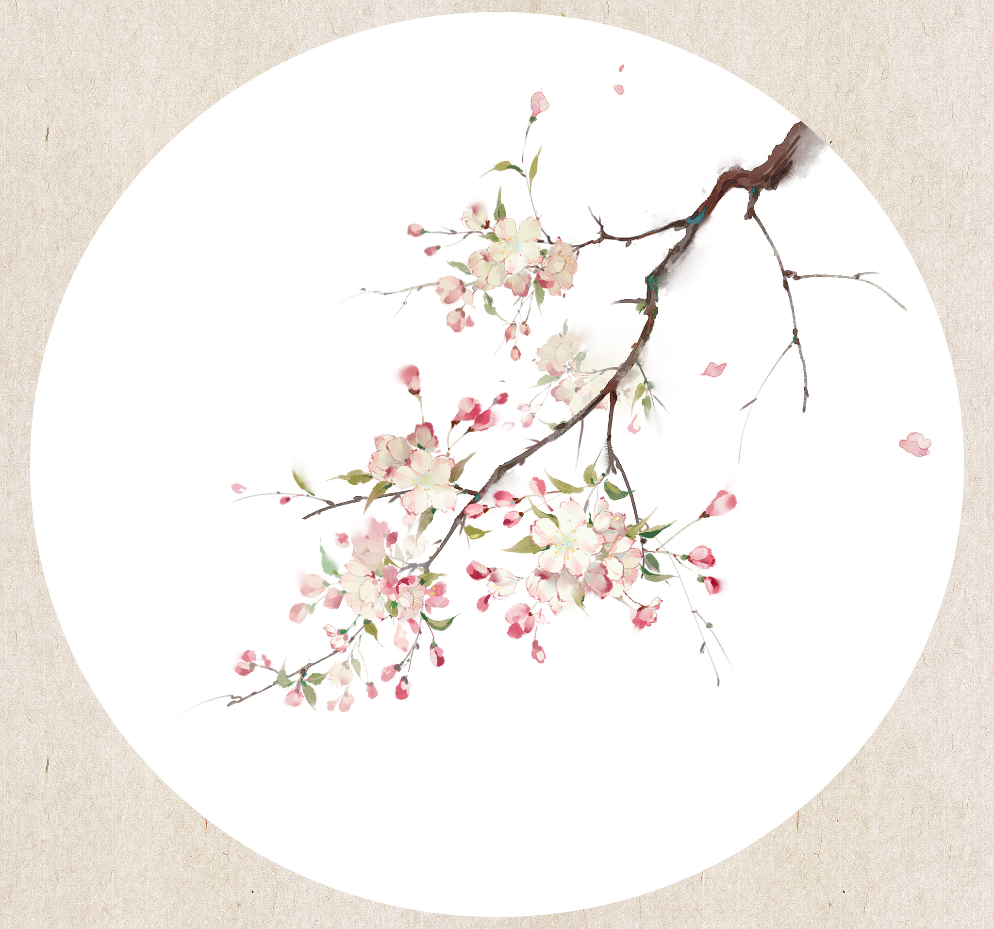 海棠花 AI 绘画关键词：浪漫、细腻、意境、文化符号