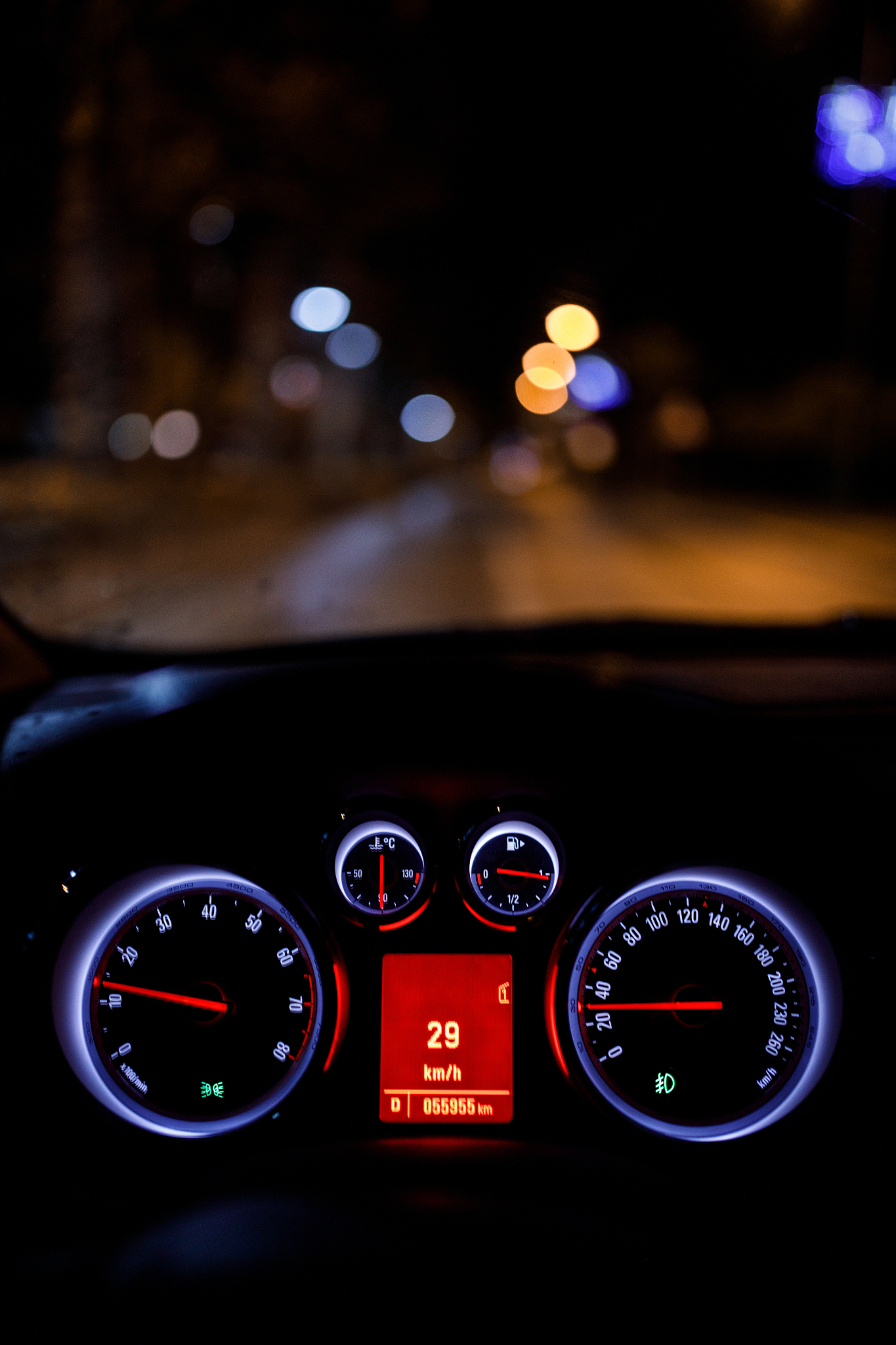 car driving night view