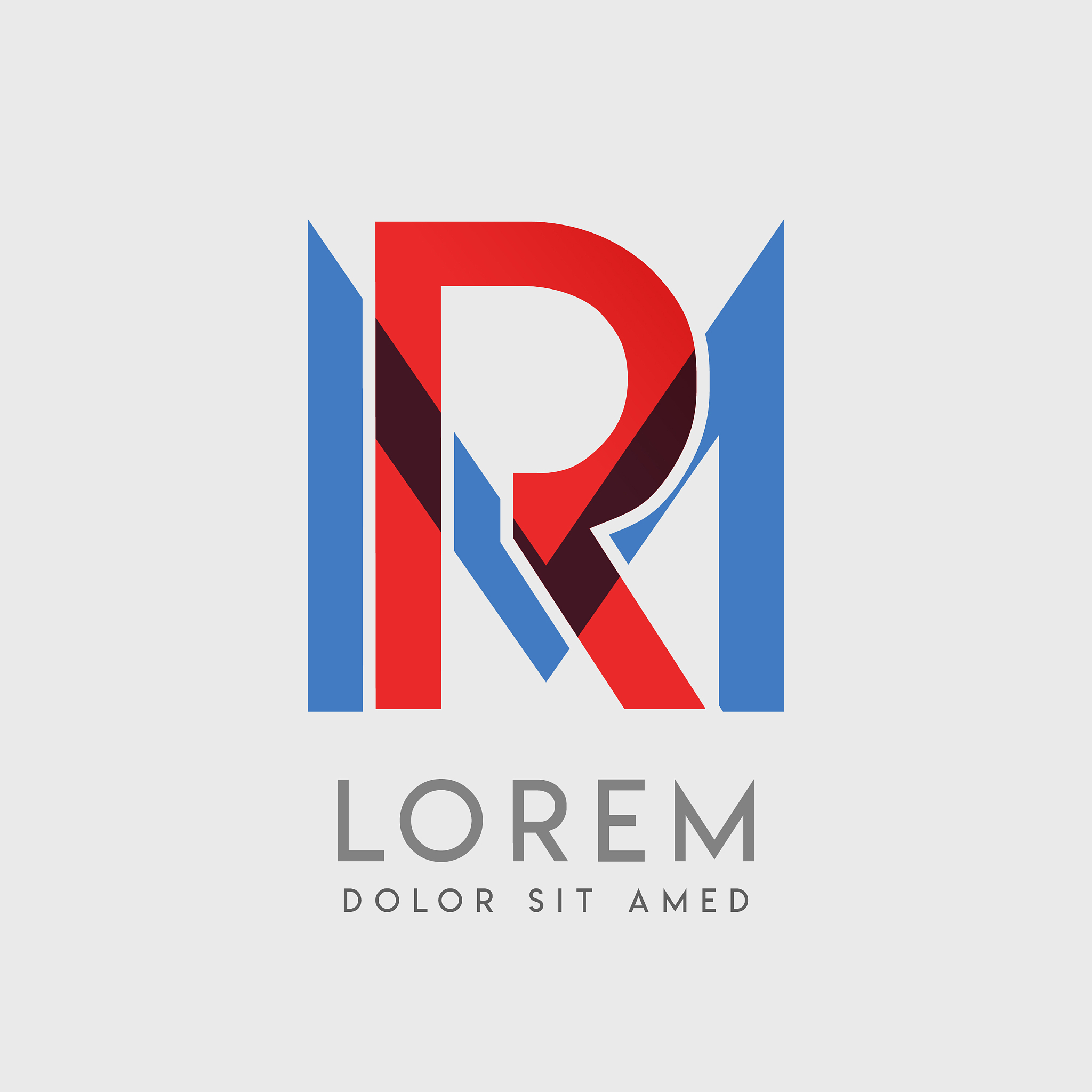 rm logo letters with blue and red gradation