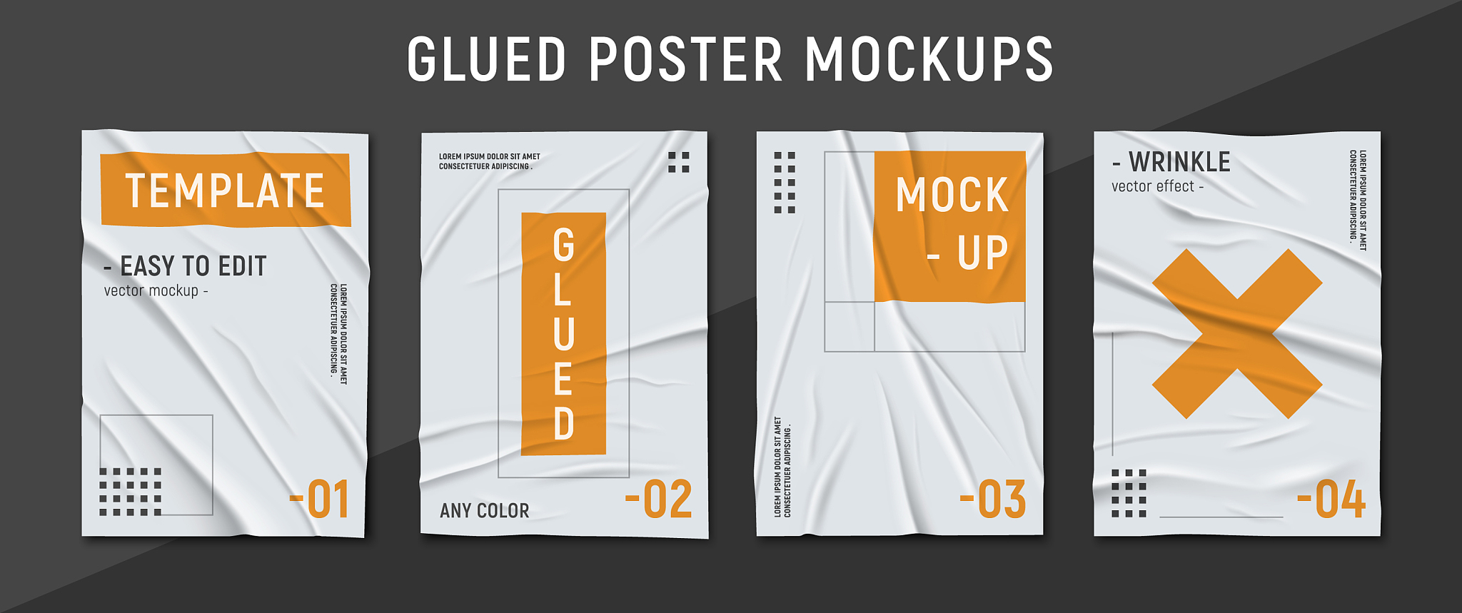 glued wrinkled paper set