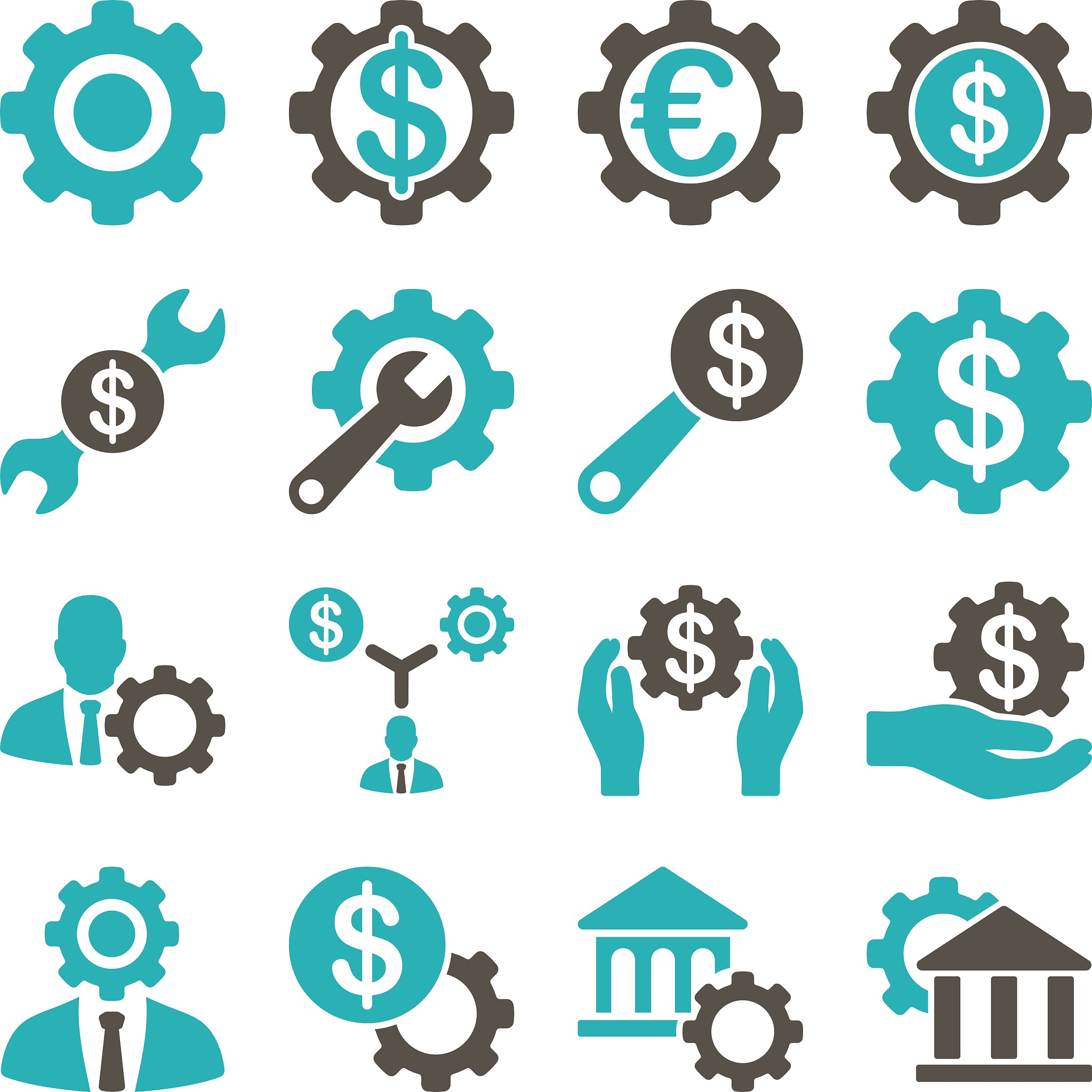 financial tools and options icon set