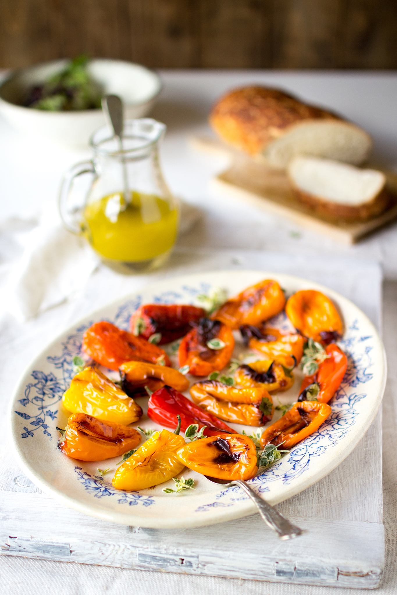 roasted peppers with vinaigrette dressing
