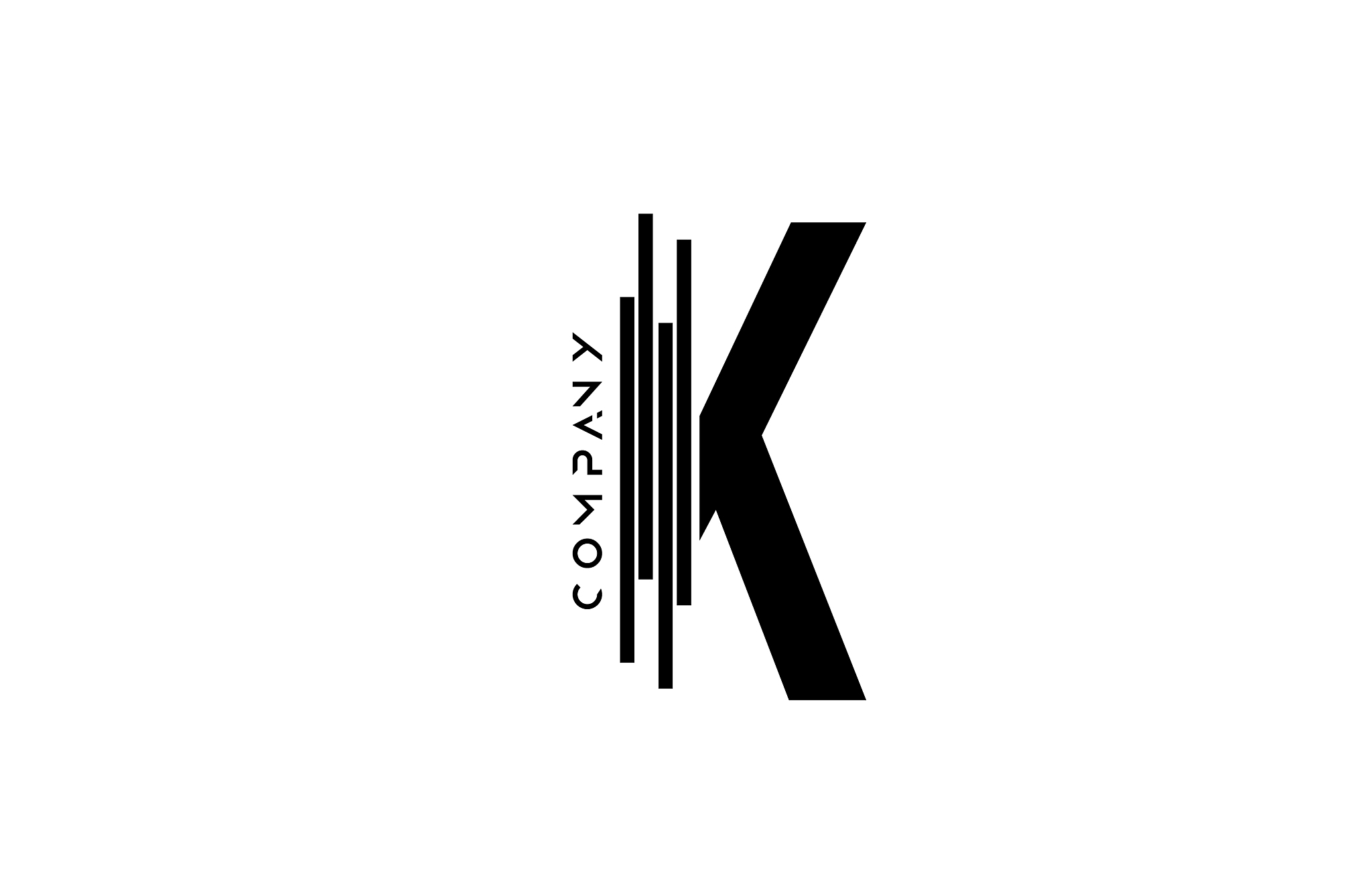 alphabet k black white letter logo design with