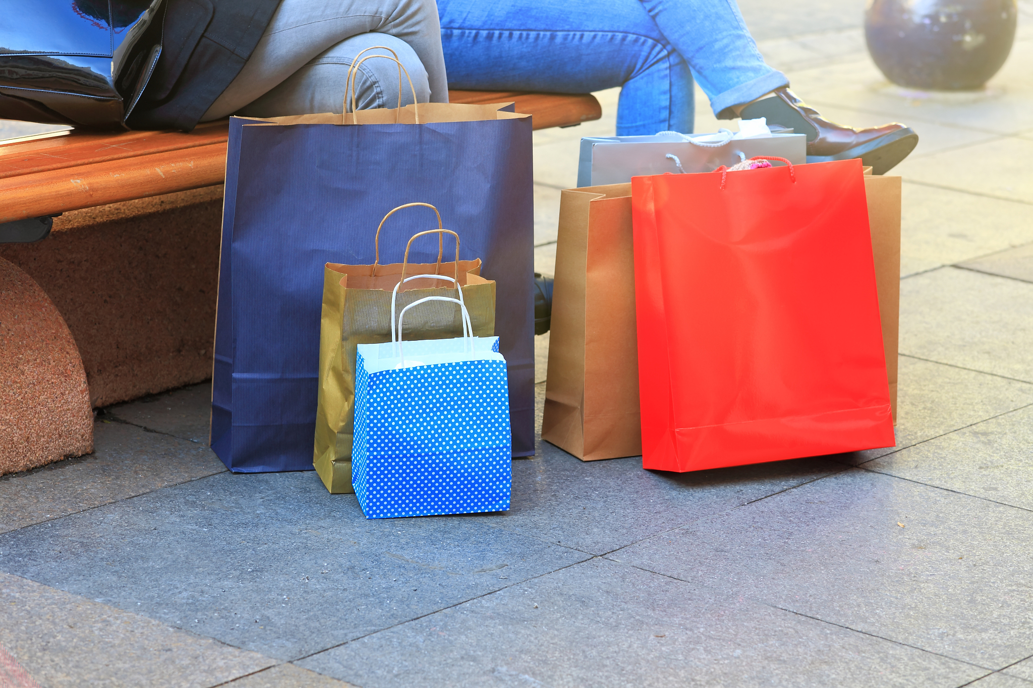 best friends resting after shopping