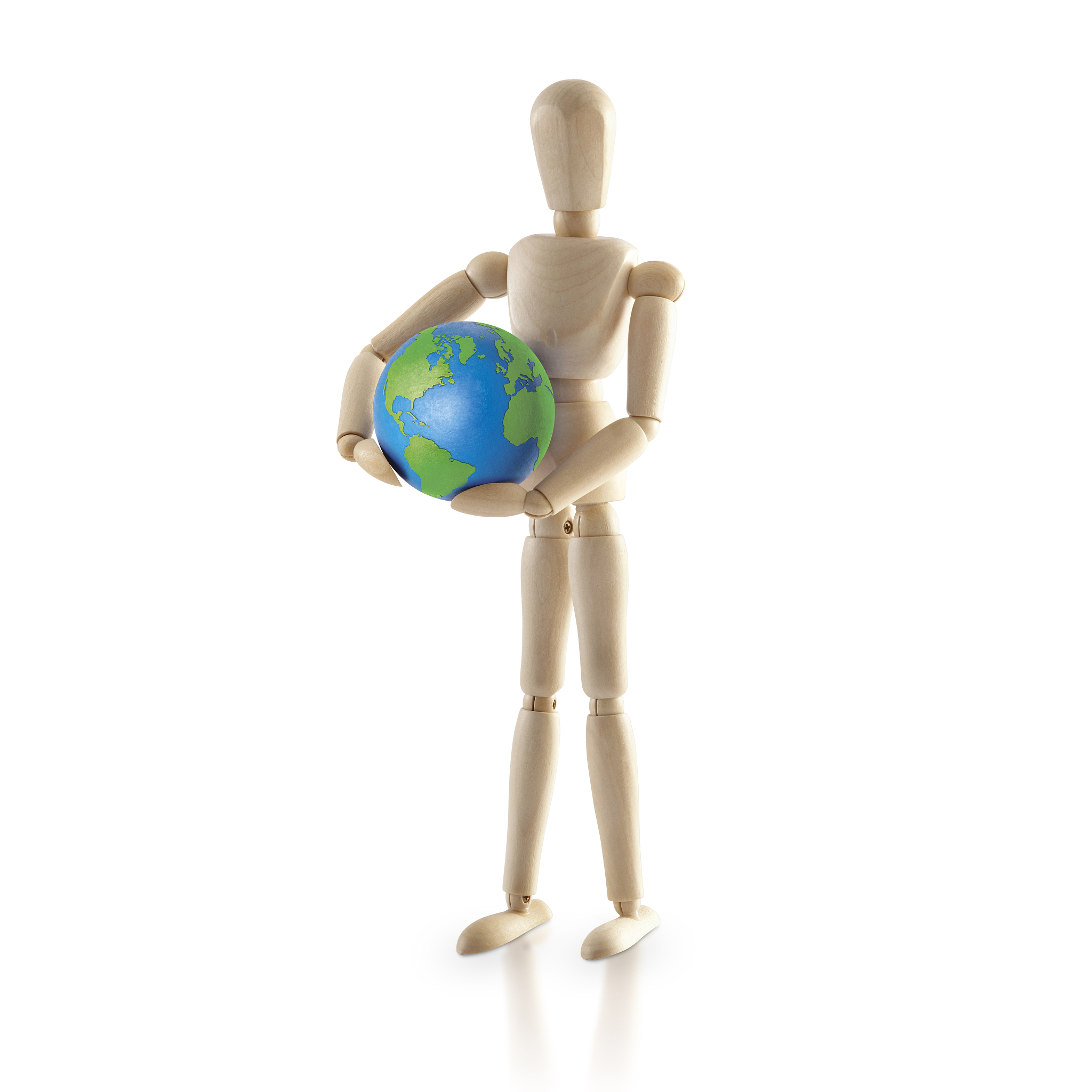 standing wood model carry the world