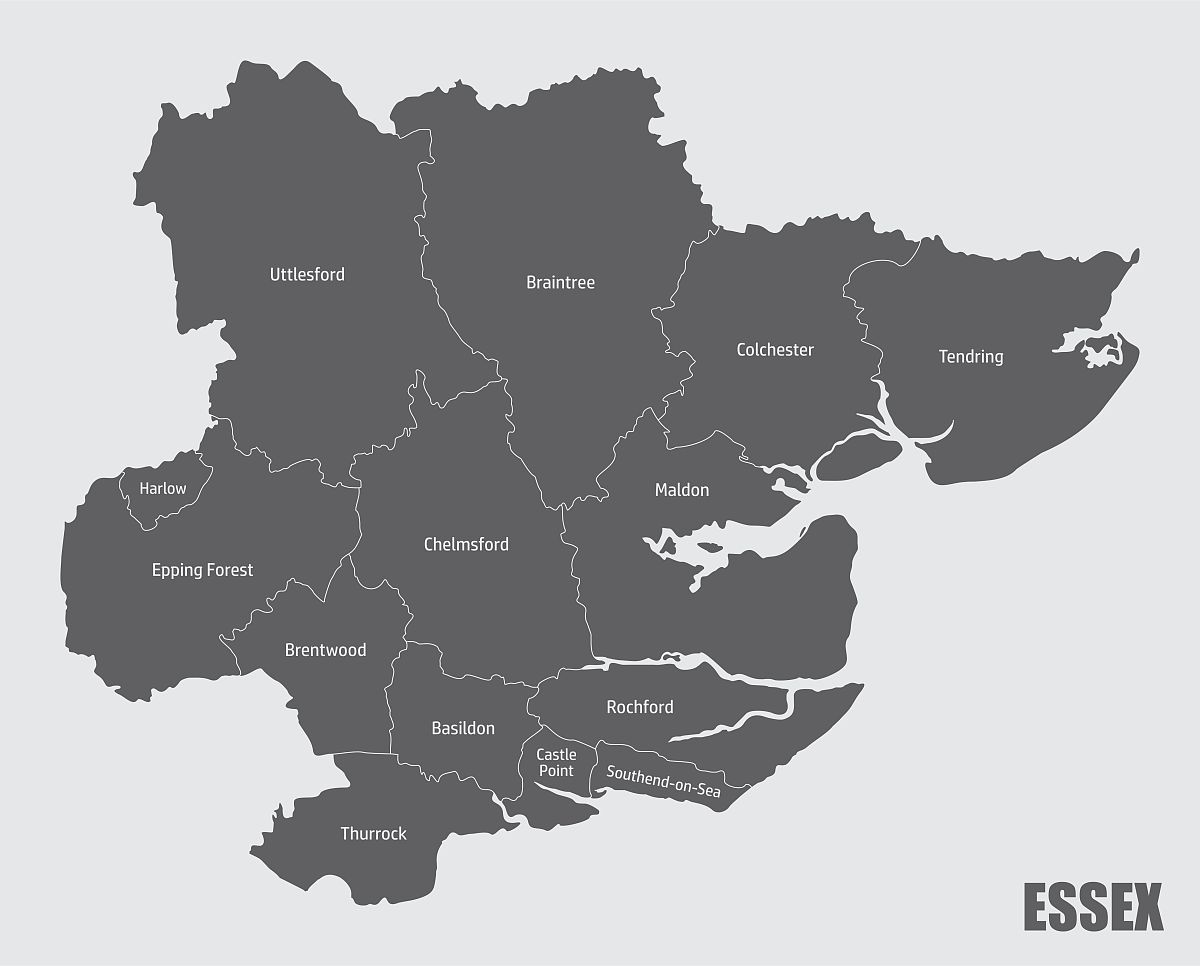 埃塞克斯郡行政地图