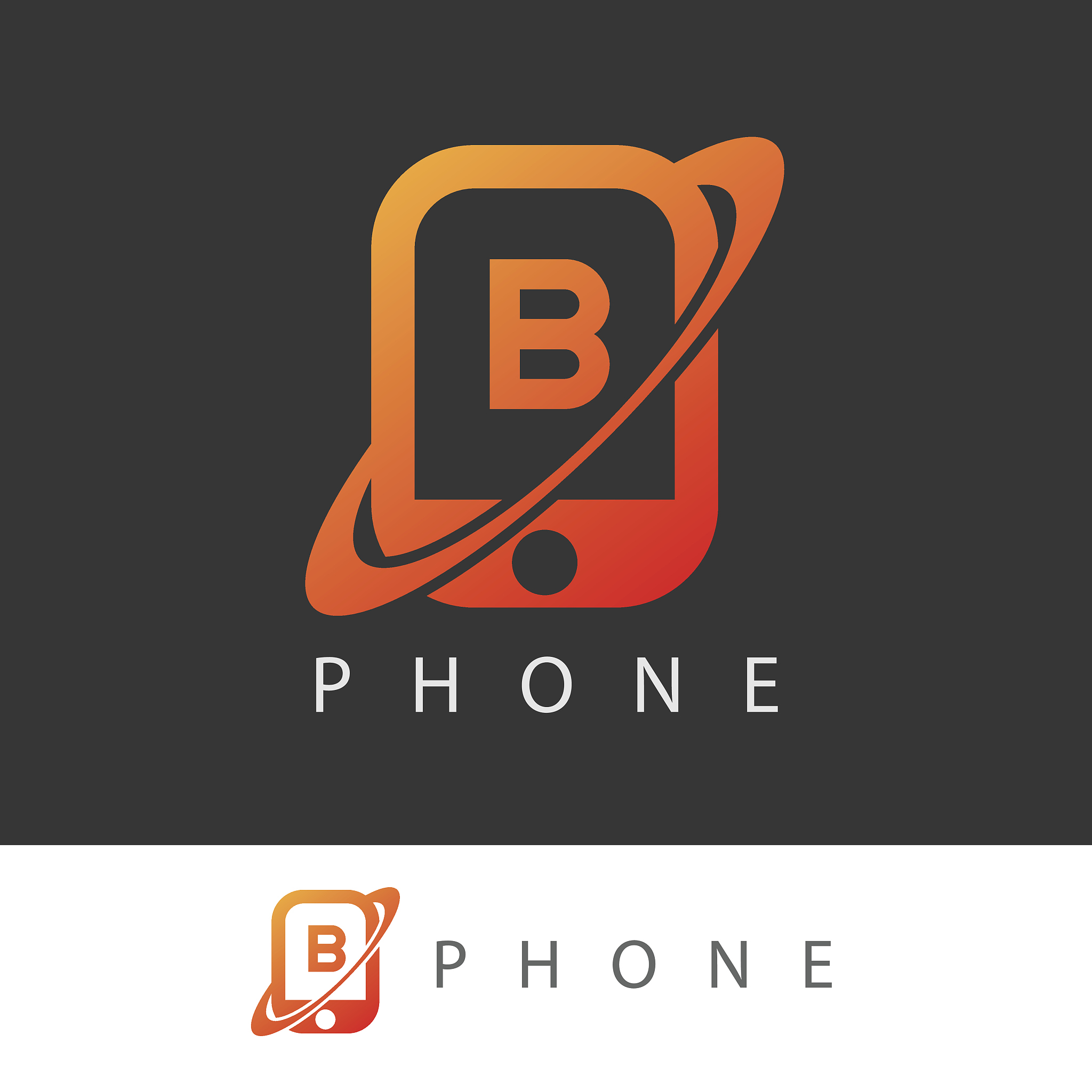 phone planet initial letter b icon design