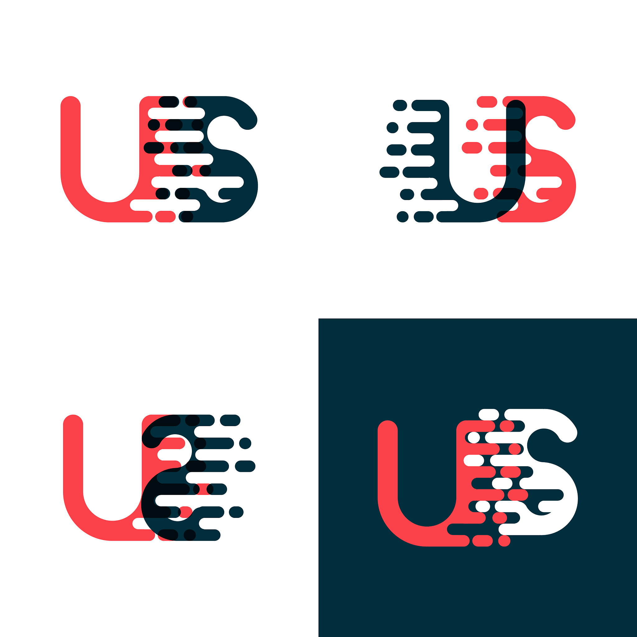 us letters logo with accent speed dark red and