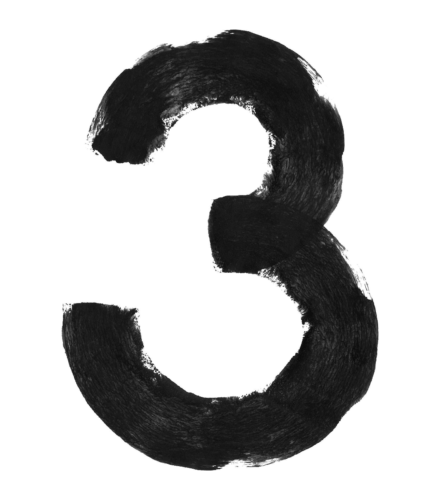 old dirty bad painted shape of number 3 - one round single objec