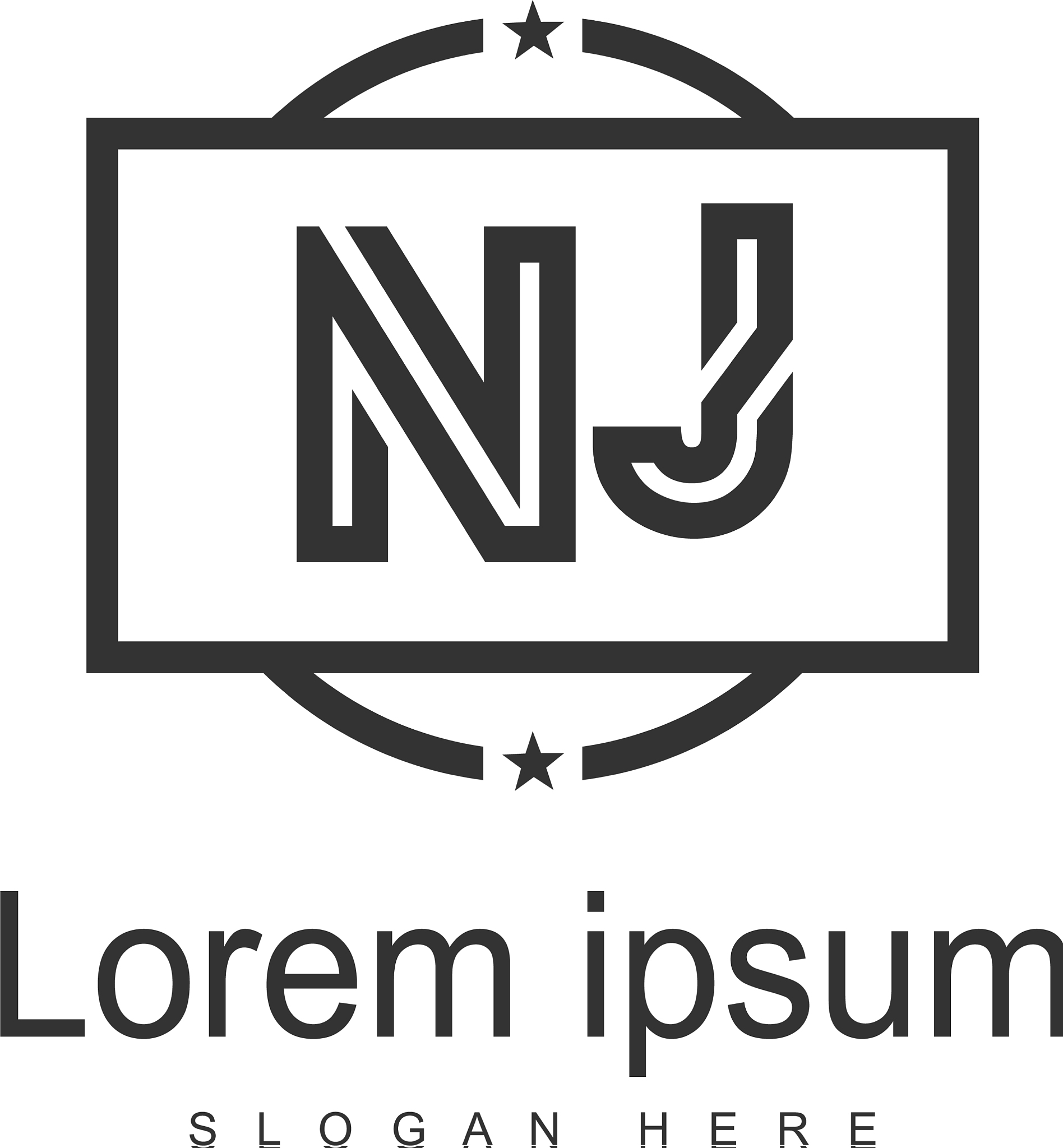 initial nj logo template with modern frame