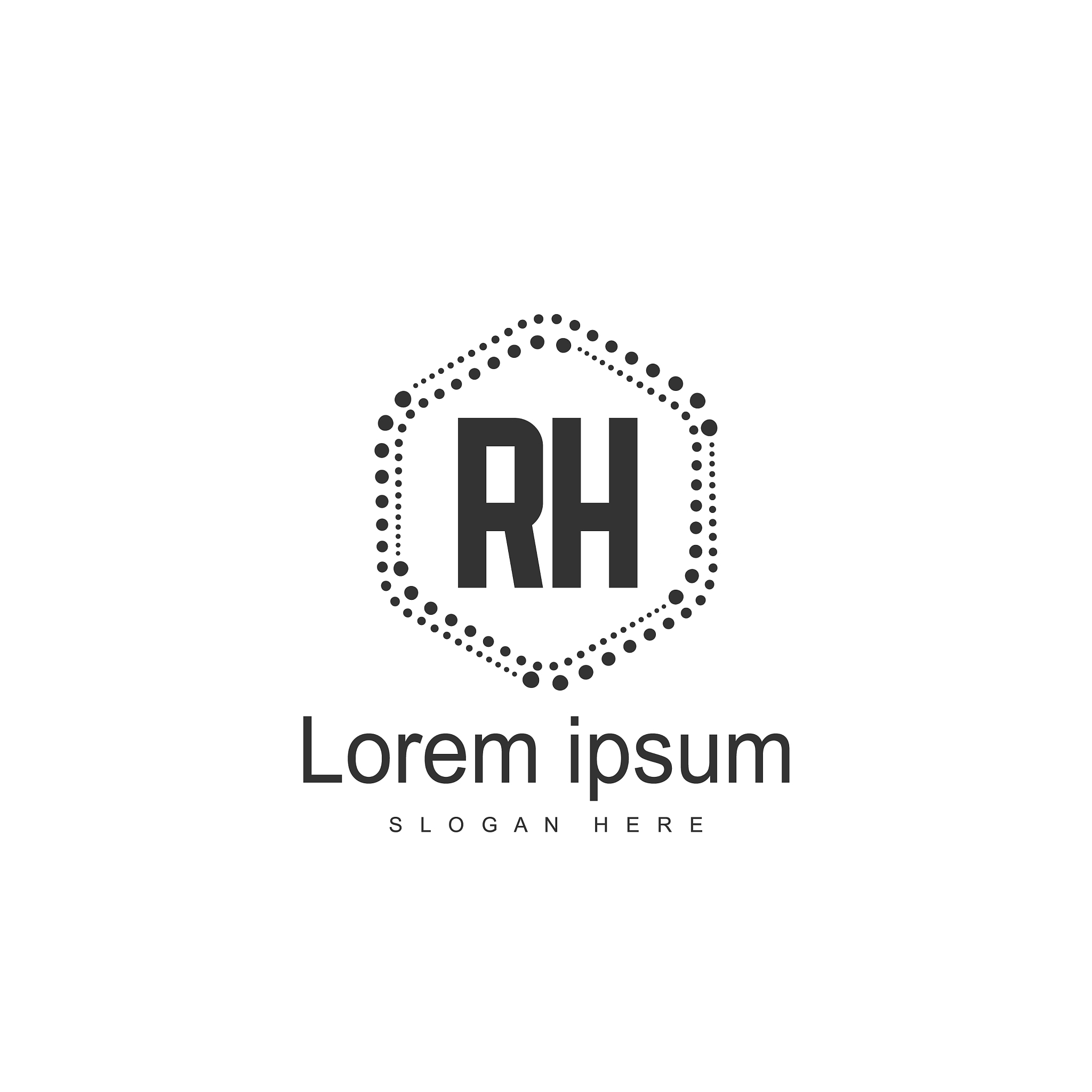 rh logo template design initial letter logo design
