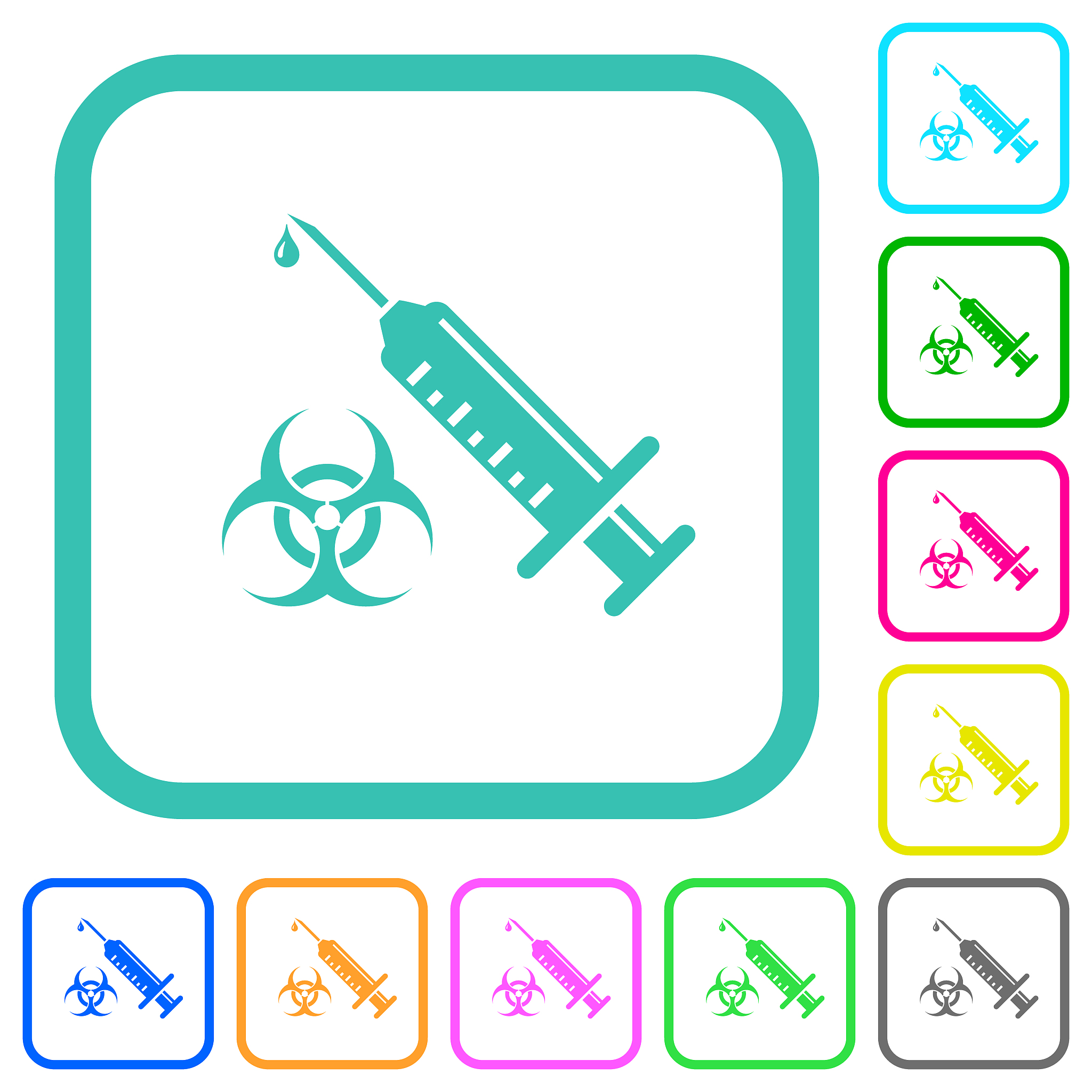 antiviral injection vivid colored flat icons