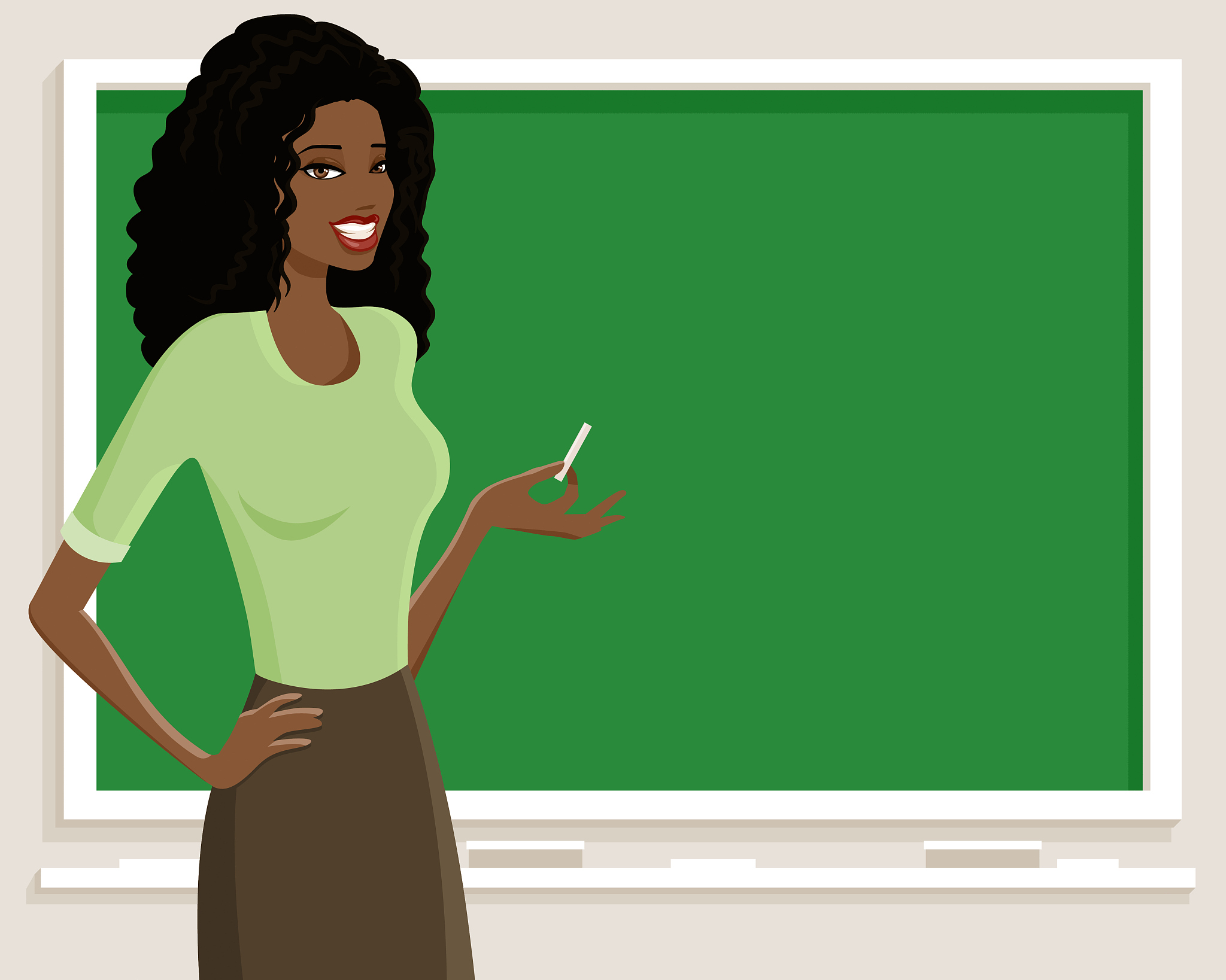 teacher at chalk board