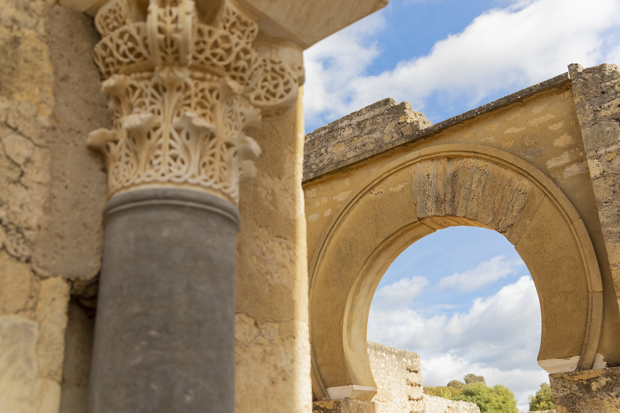 arches with patterns of 10th century ruined palace in moorish me
