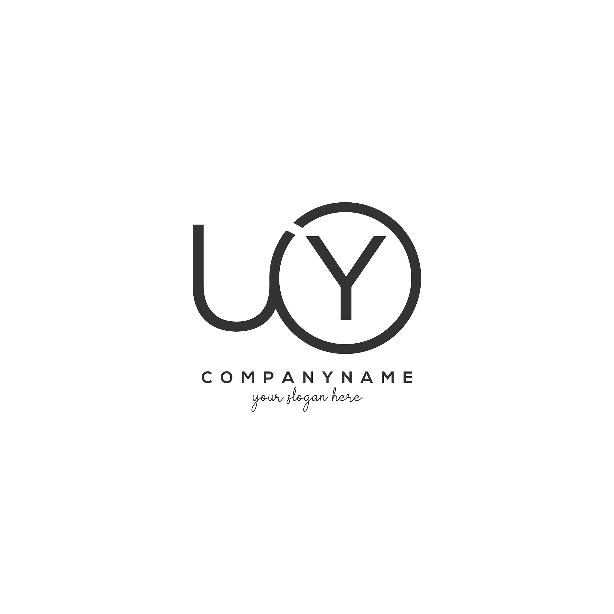 initial uy letter logo with circle template