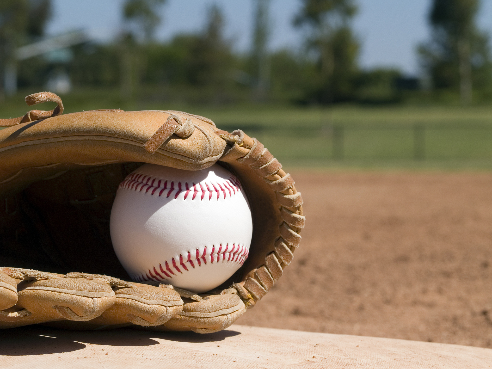 baseball glove and ball