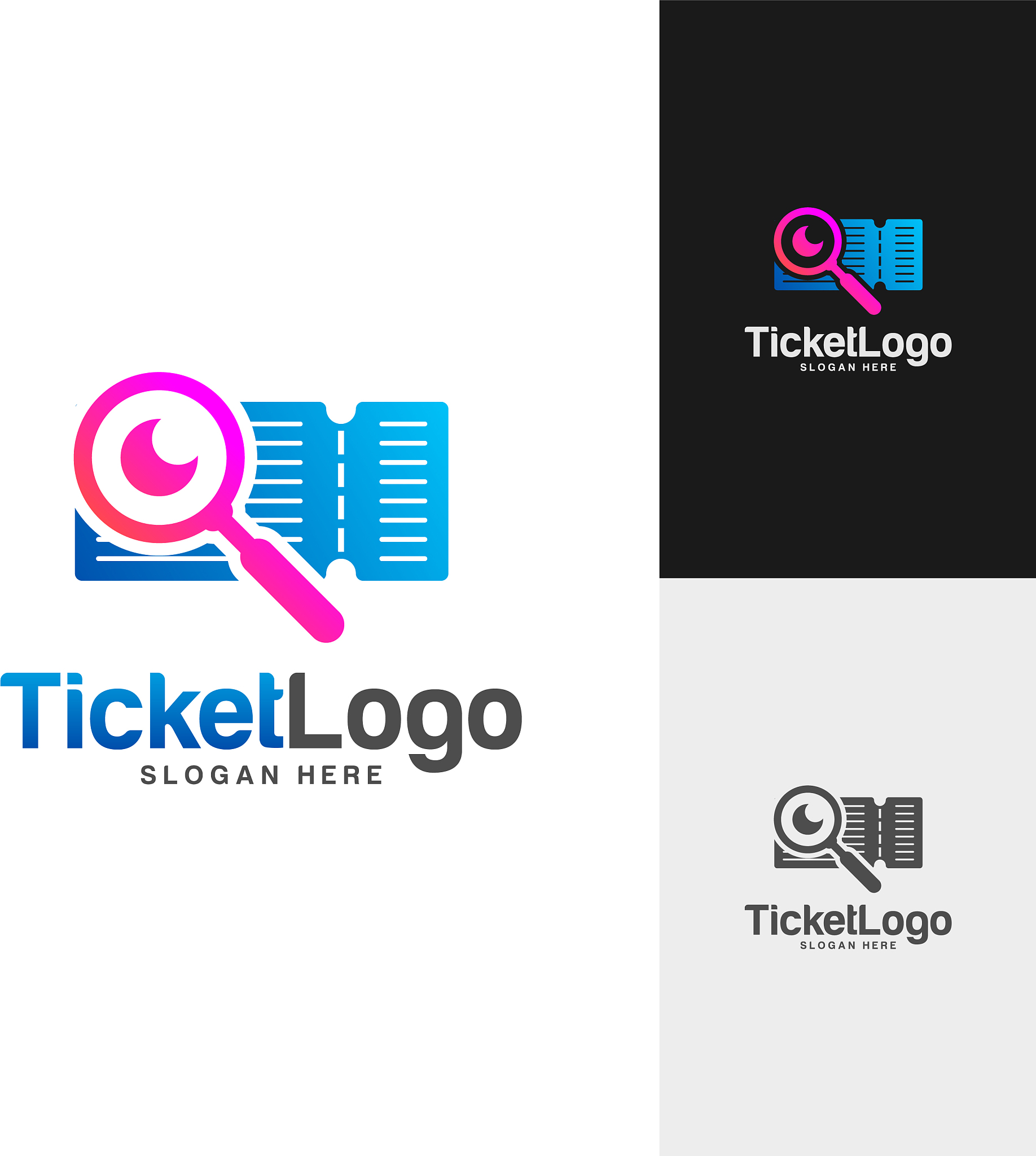 search ticket logo template design emblem
