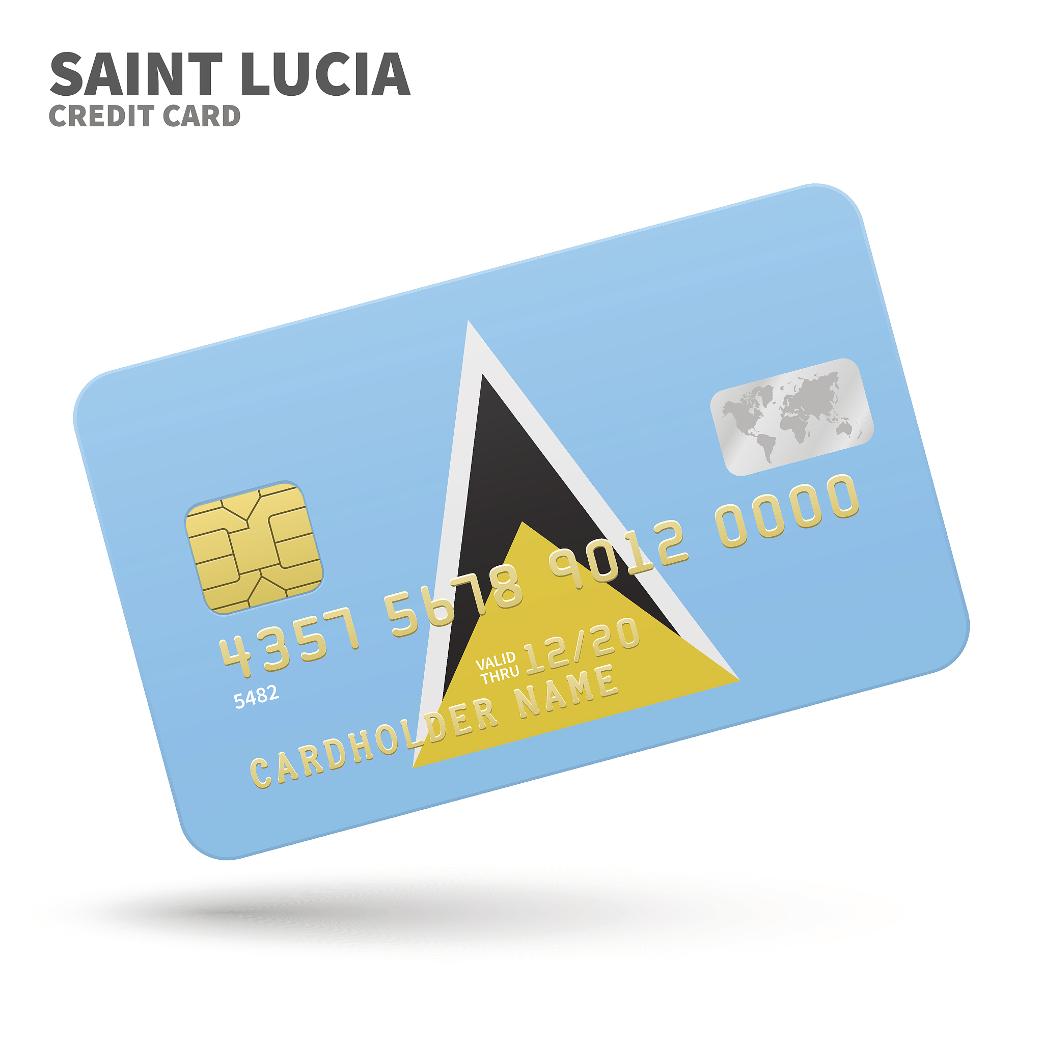 credit card with saint lucia flag background for bank, presentat
