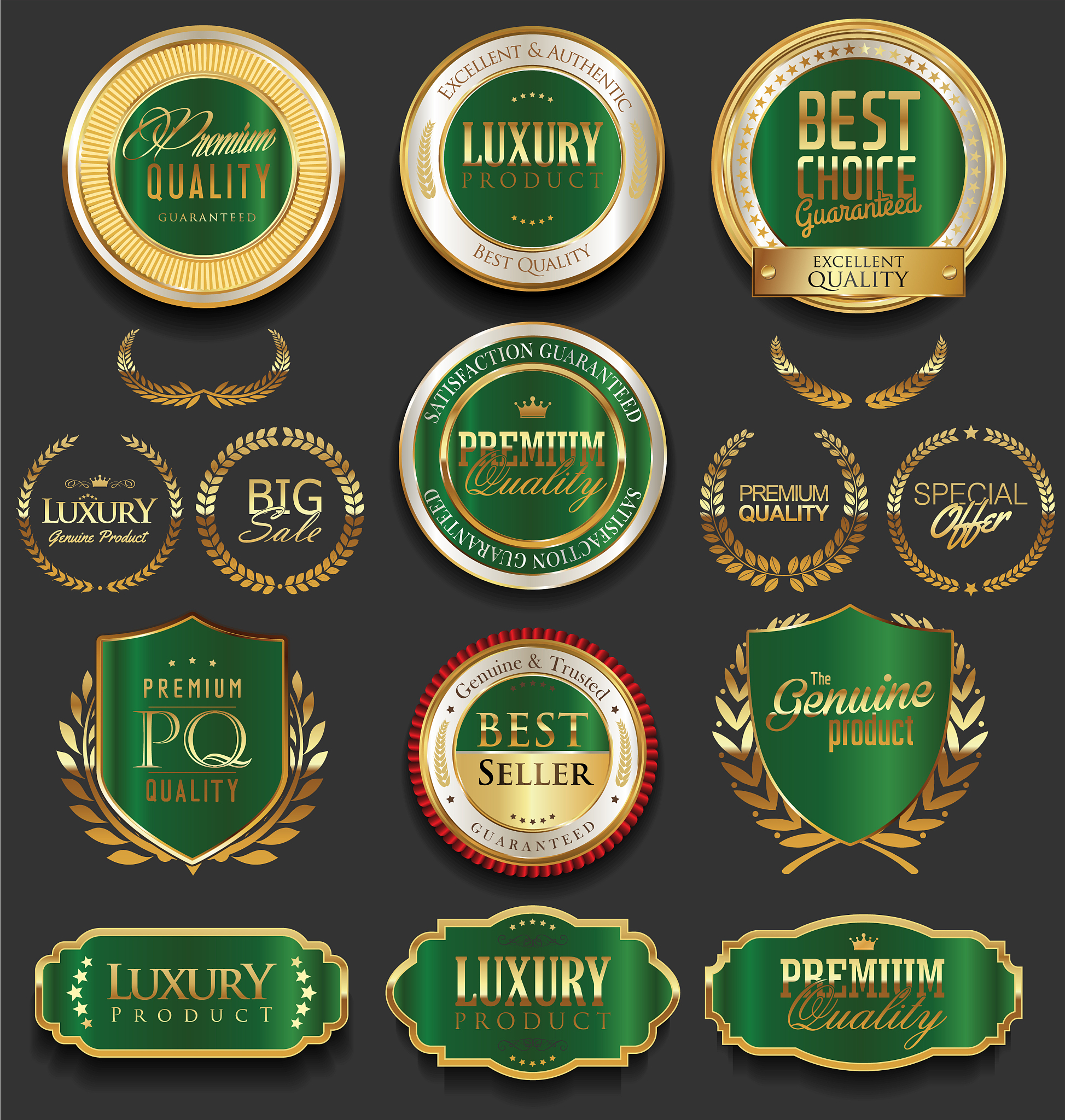 golden luxury badges retro design collection
