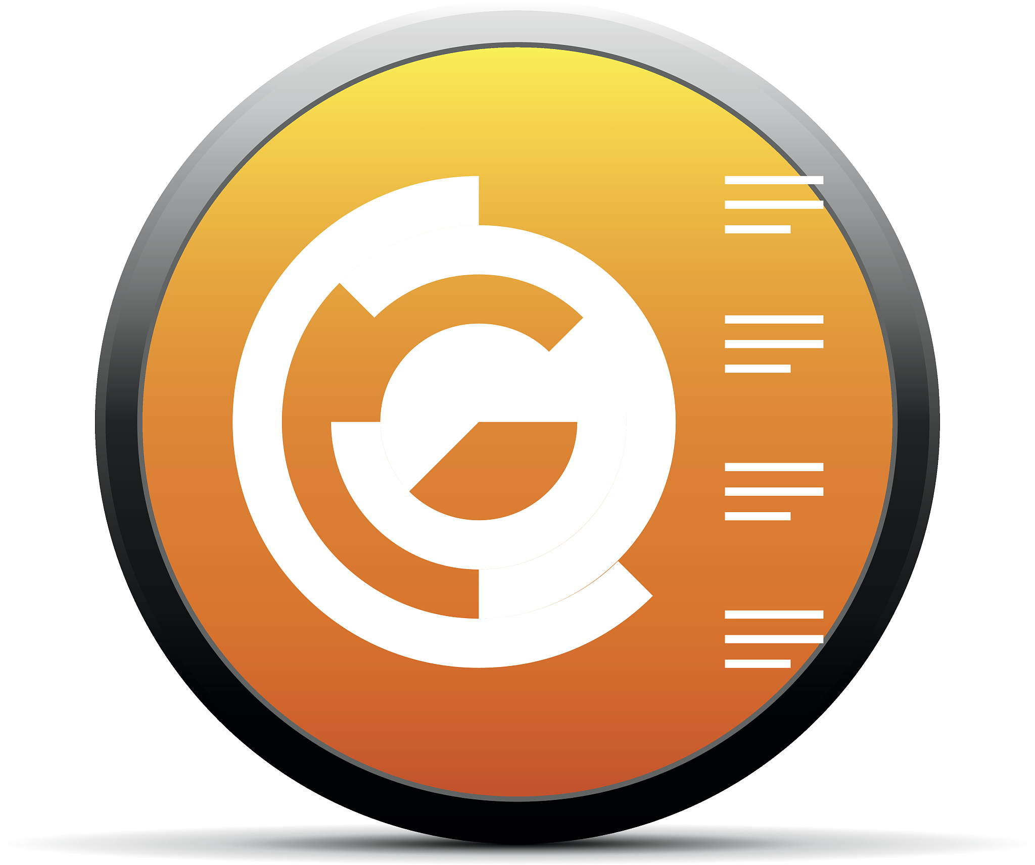 coxcomb chart icon on a round button.