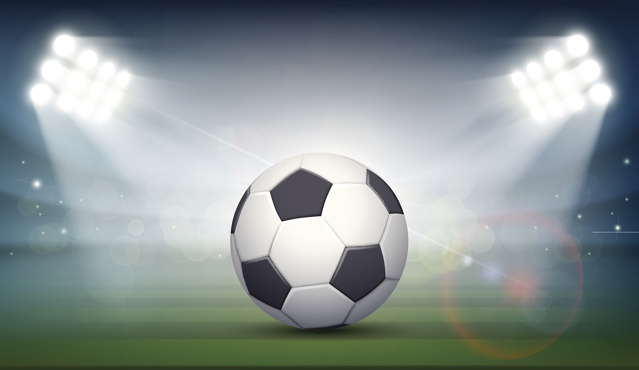 soccer ball on the field of the stadium.