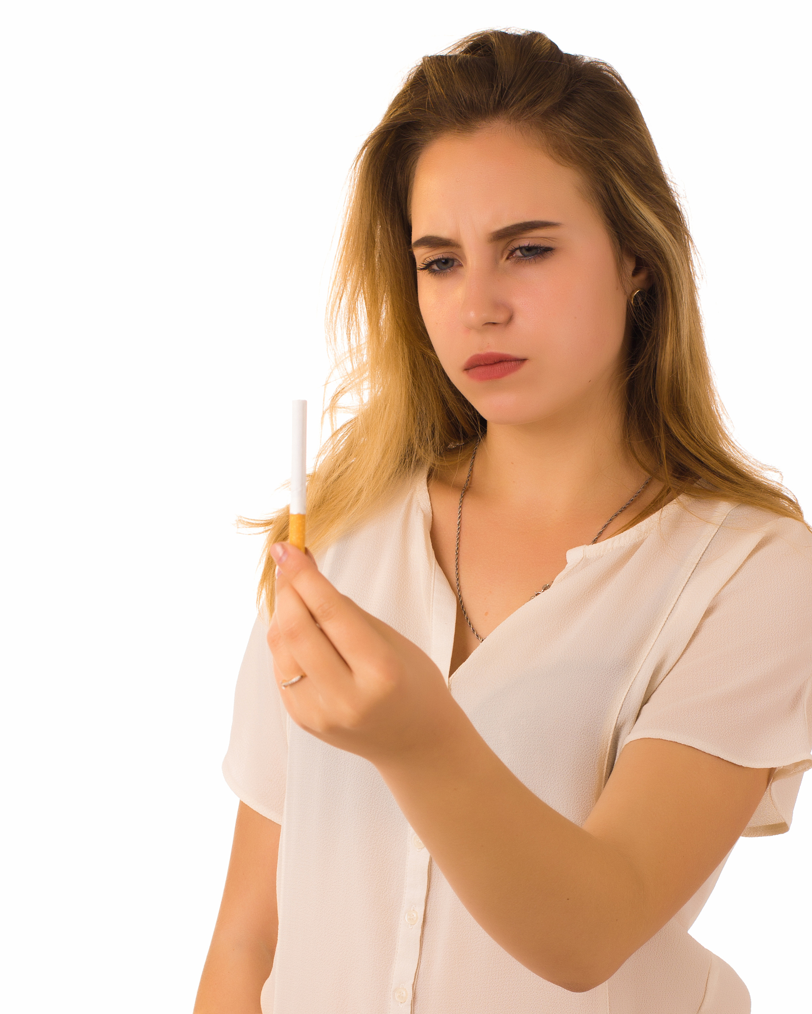 young pretty woman, stop smoking