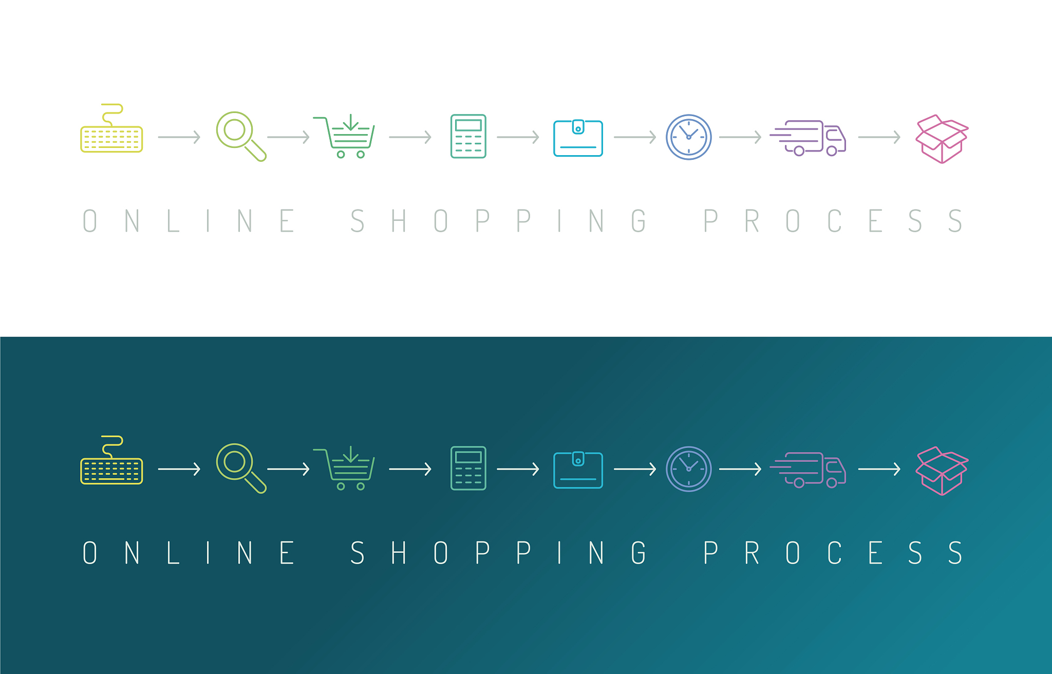 online shopping process infographics