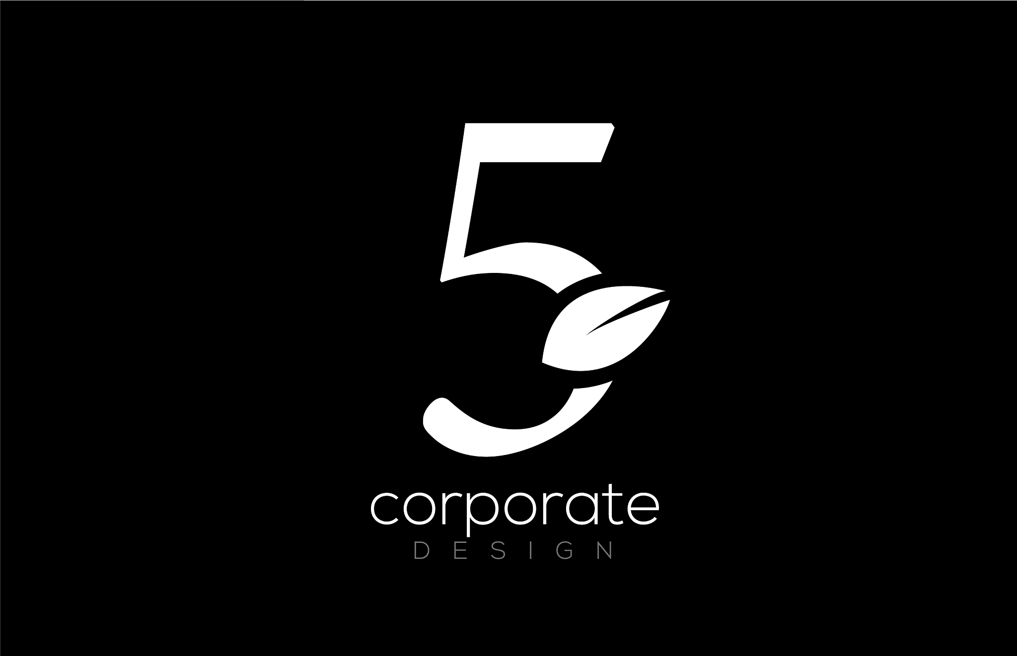 black and white number 5 five leaf logo icon