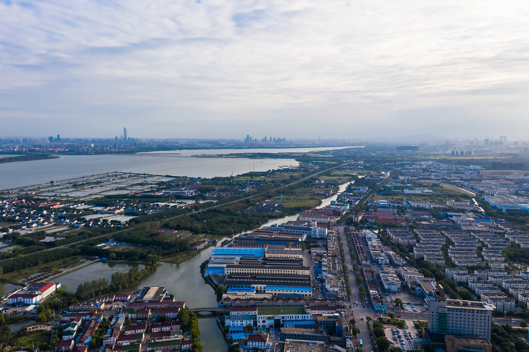 suzhou taiping ancient town aerial scenery. a new residential bu