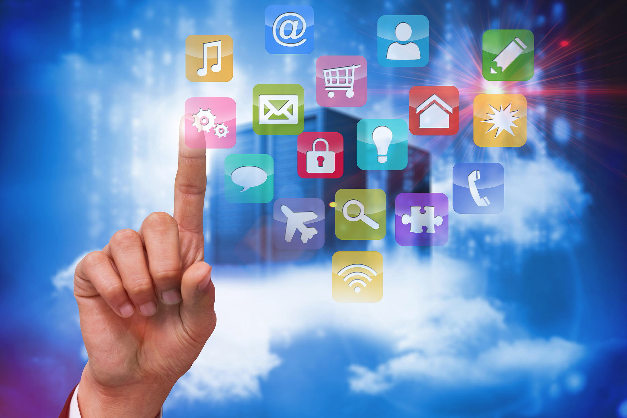finger pointing to app icon