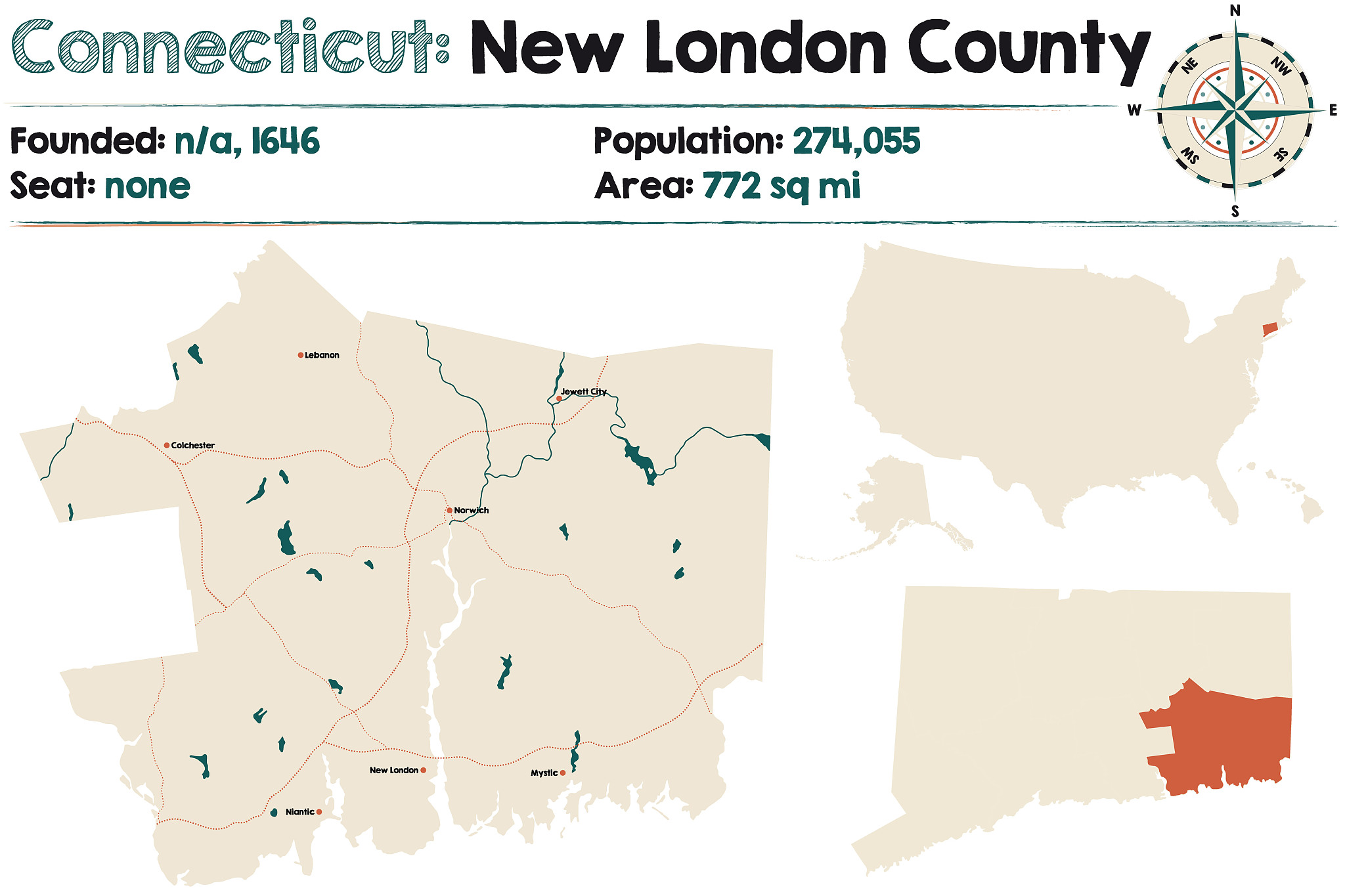 map of new london county in connecticut