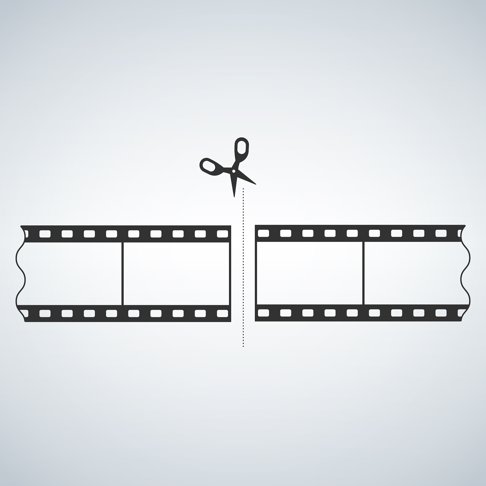 35 mm film strip cut with scissors
