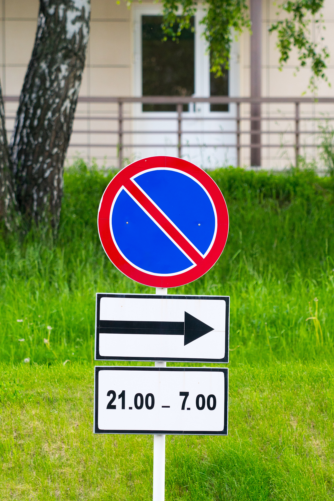 no parking road sign with direction arrow and time limit