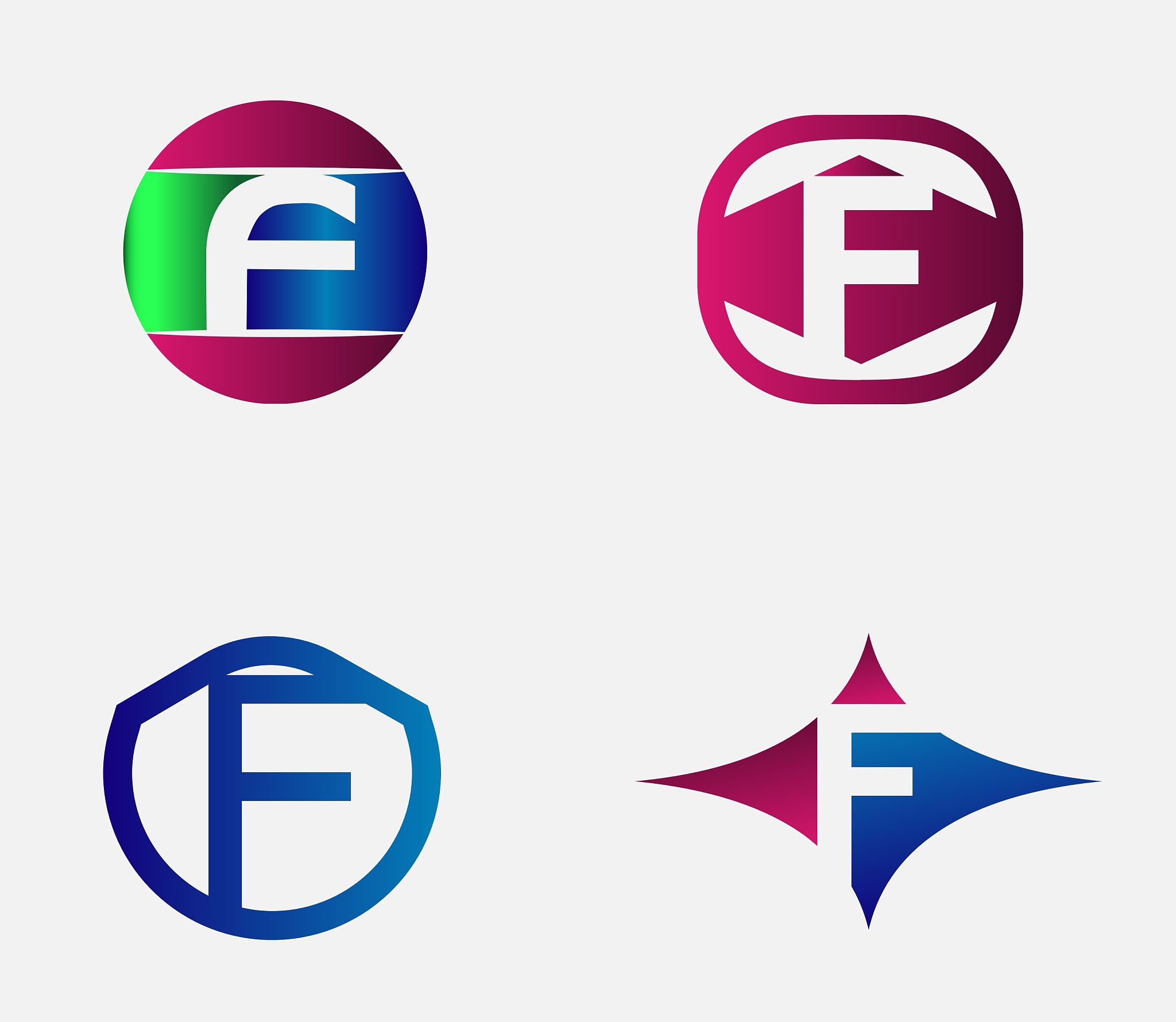 set of letter f logo icons design template element
