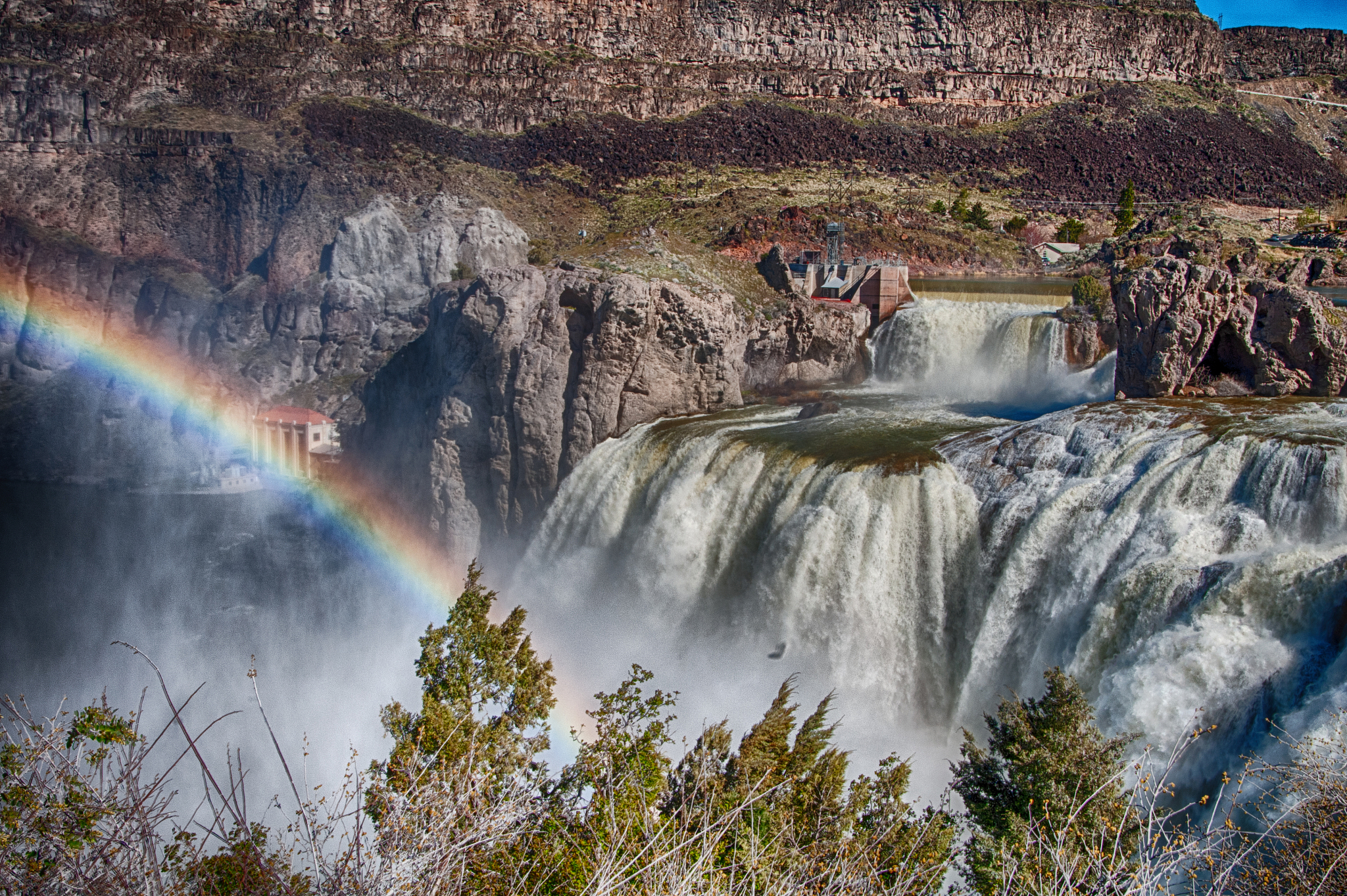 rainbow from the mist of the waterfalls
