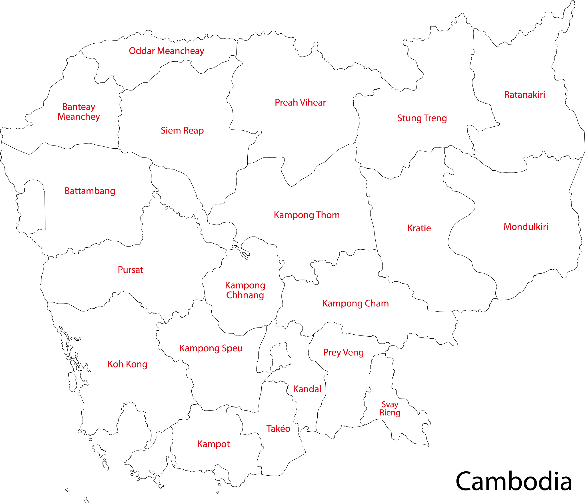 contour cambodia map