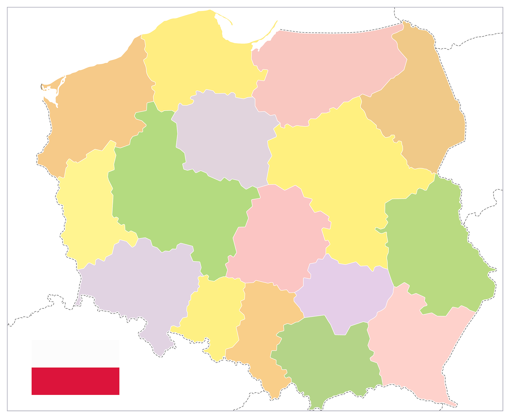 poland political map isolated on white. no text
