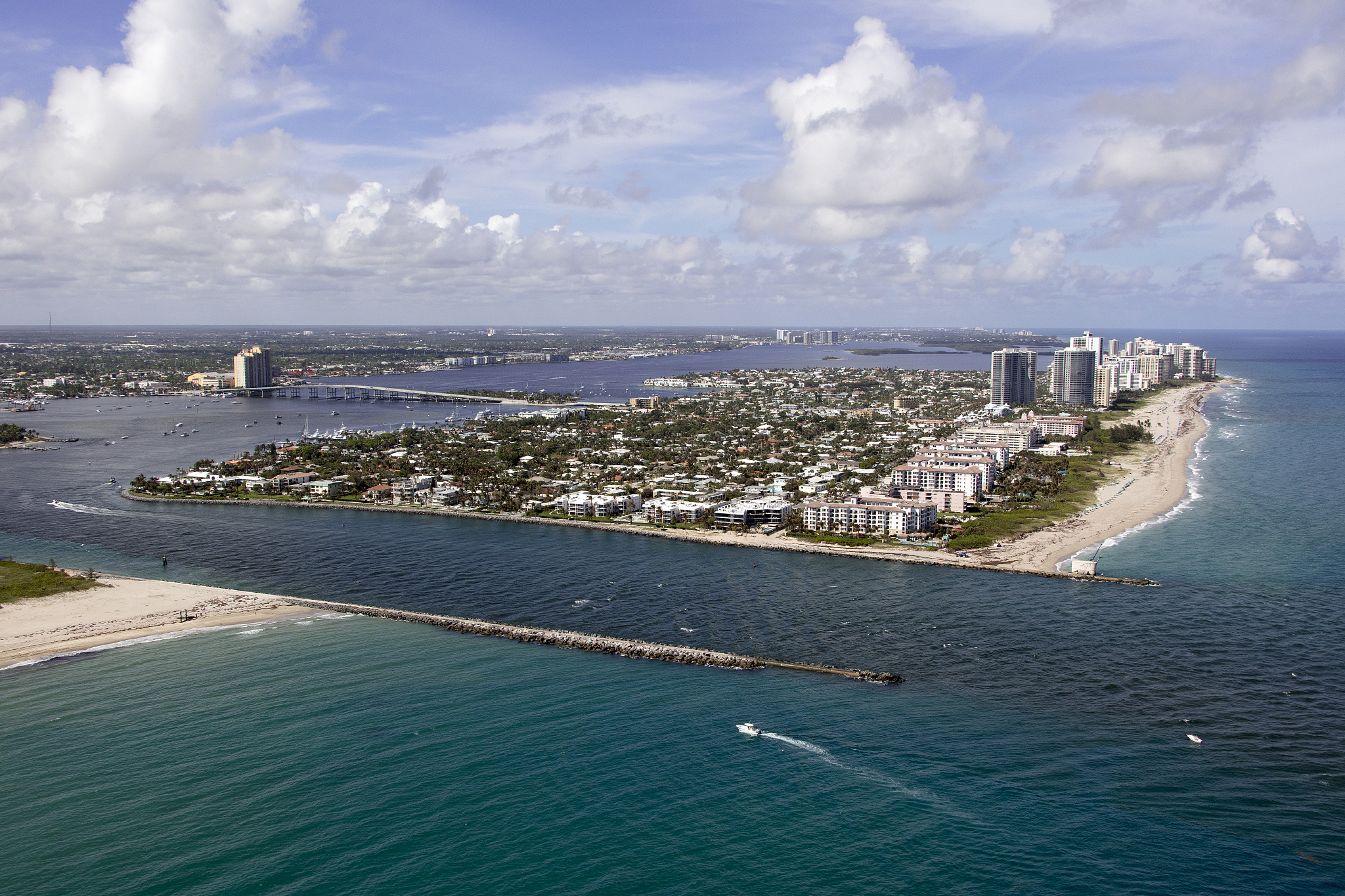 aerial view of palm beach inlet