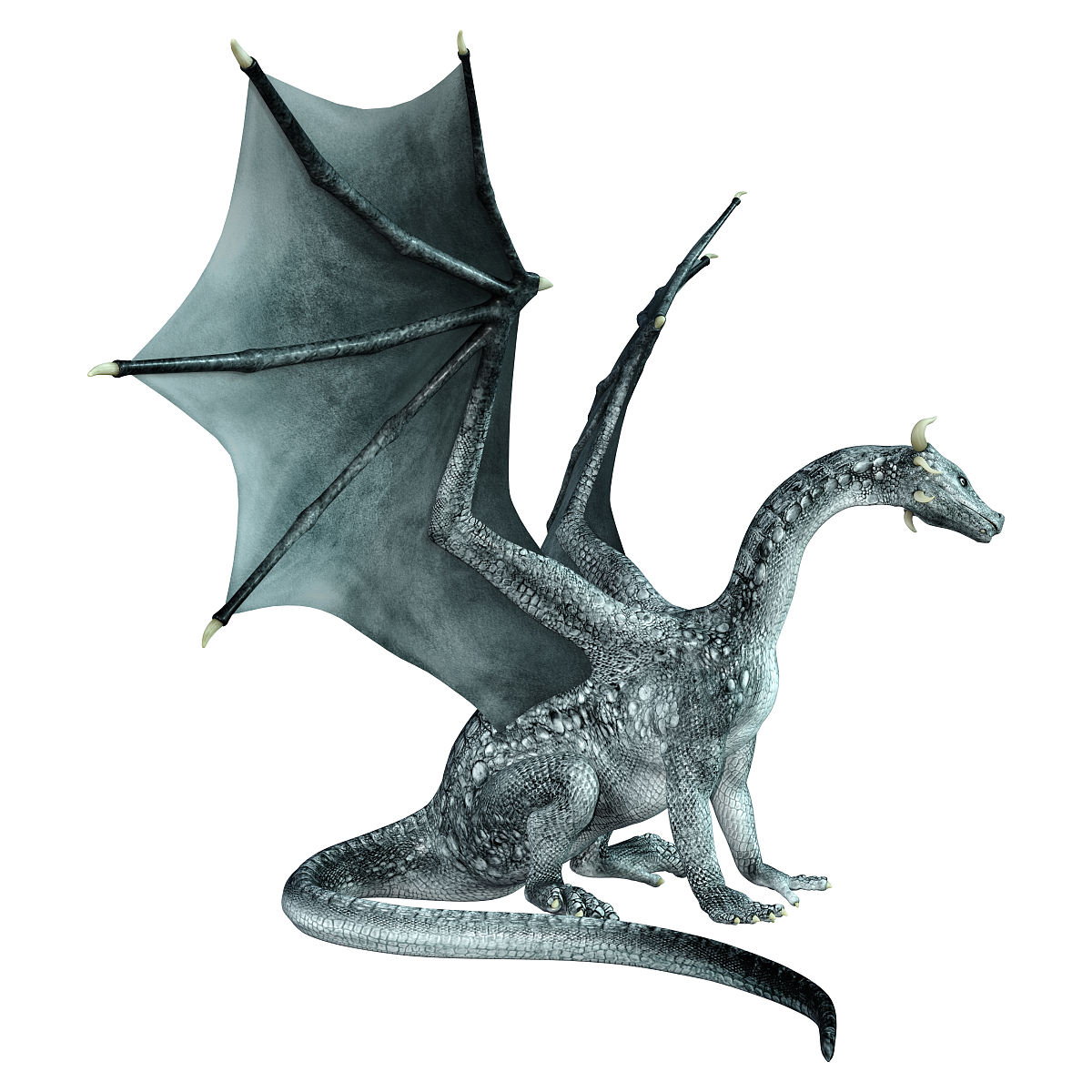 3d渲染童话龙在白色