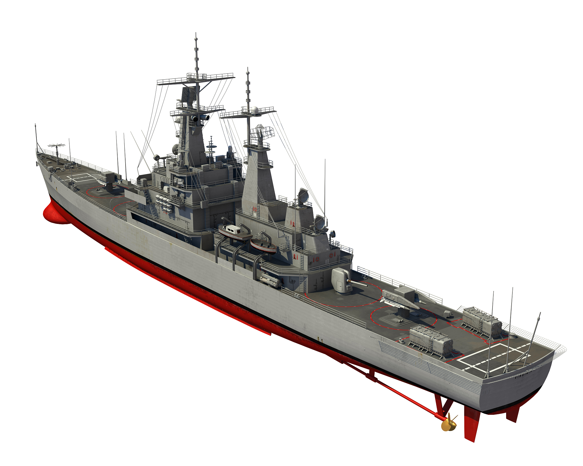 american modern warship over white background