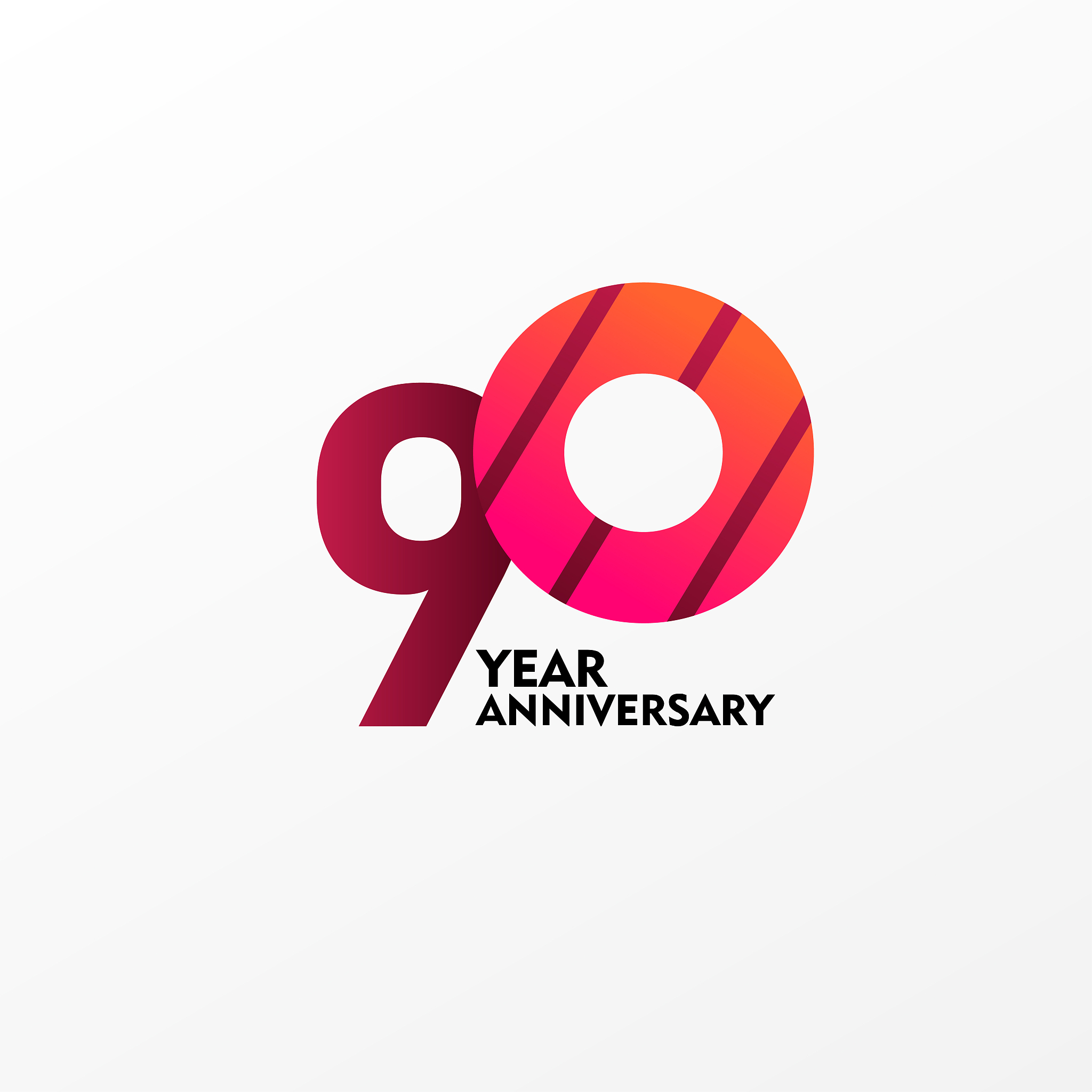 90 years anniversary celebration vector template design illustra