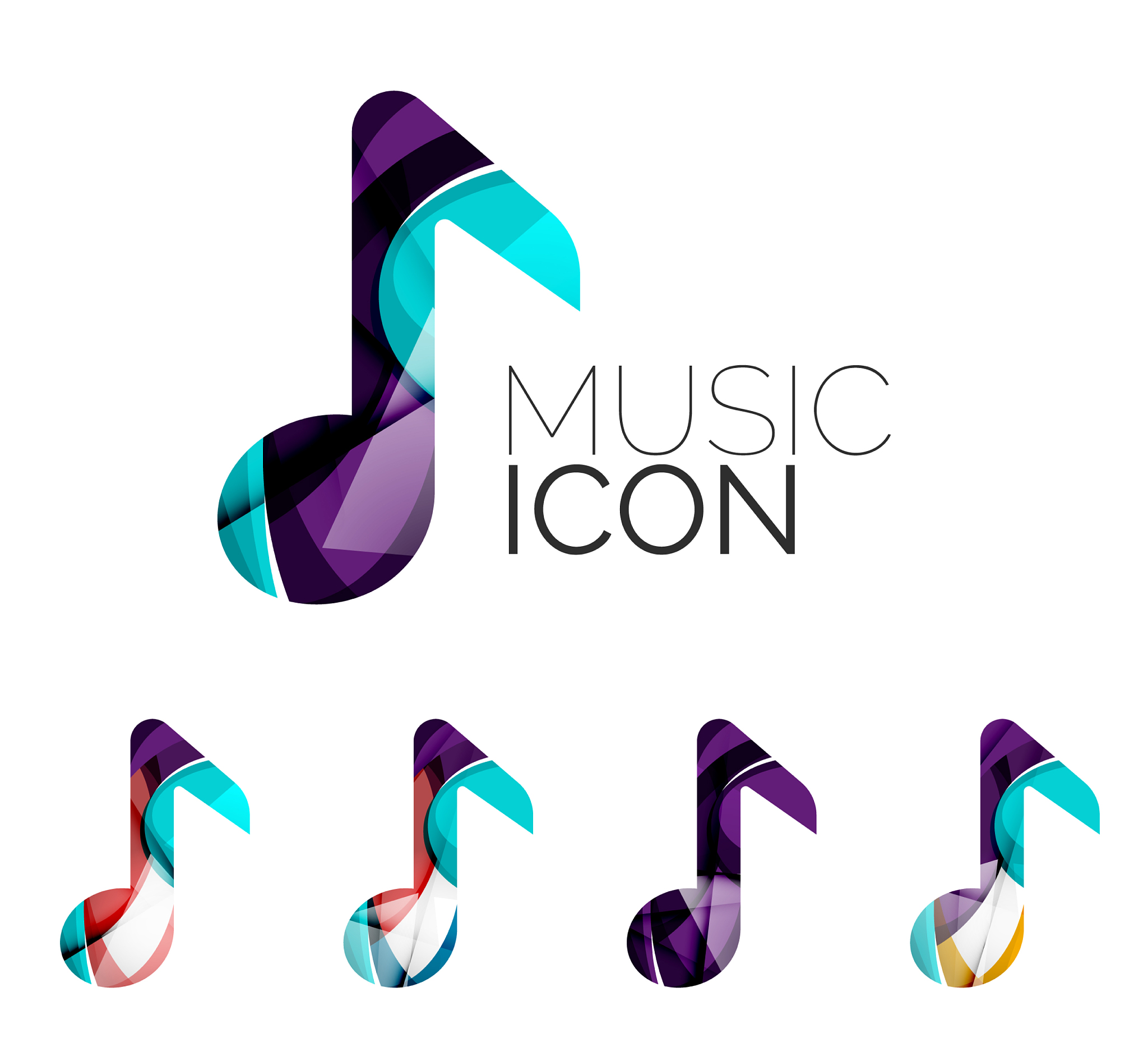 set of abstract music note icon business logotype