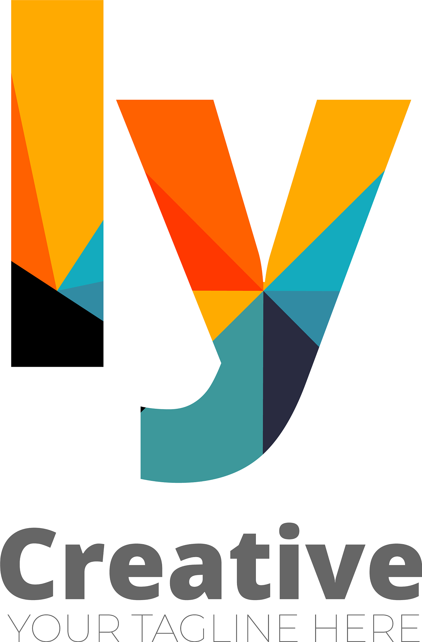 initial letter rounded design logo - elements