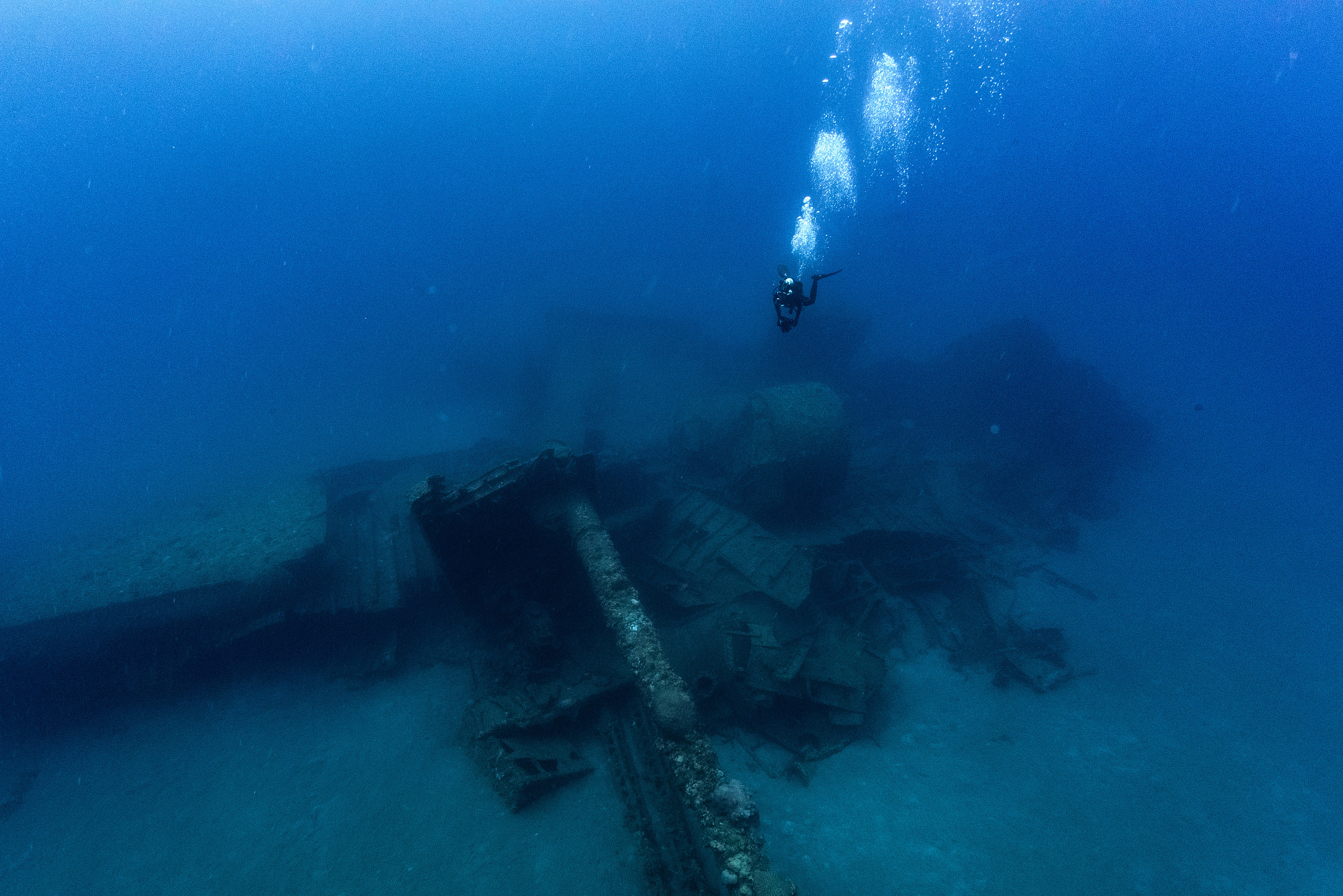 high angle view of abandoned boat in sea