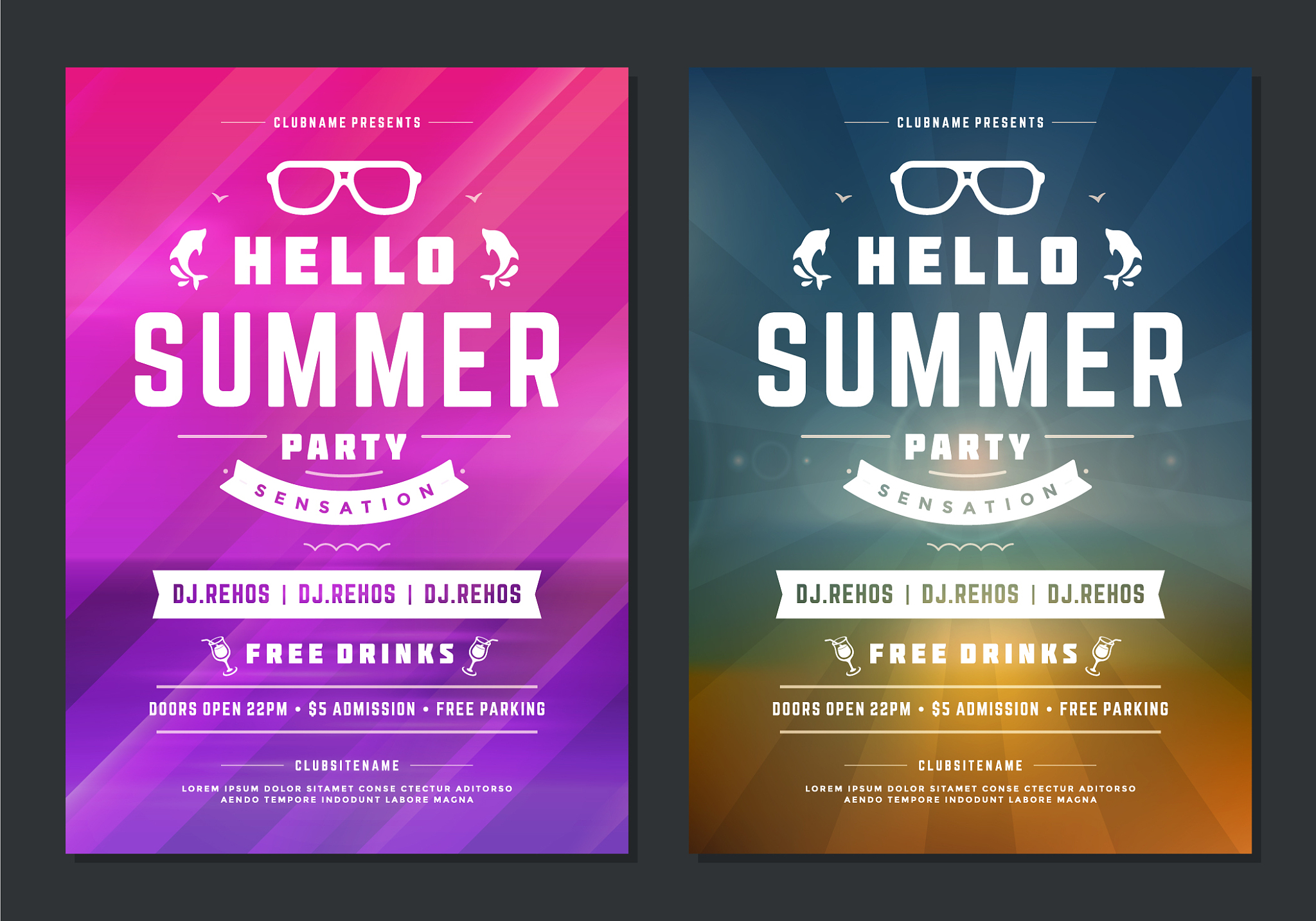 summer party design poster or flyer night club