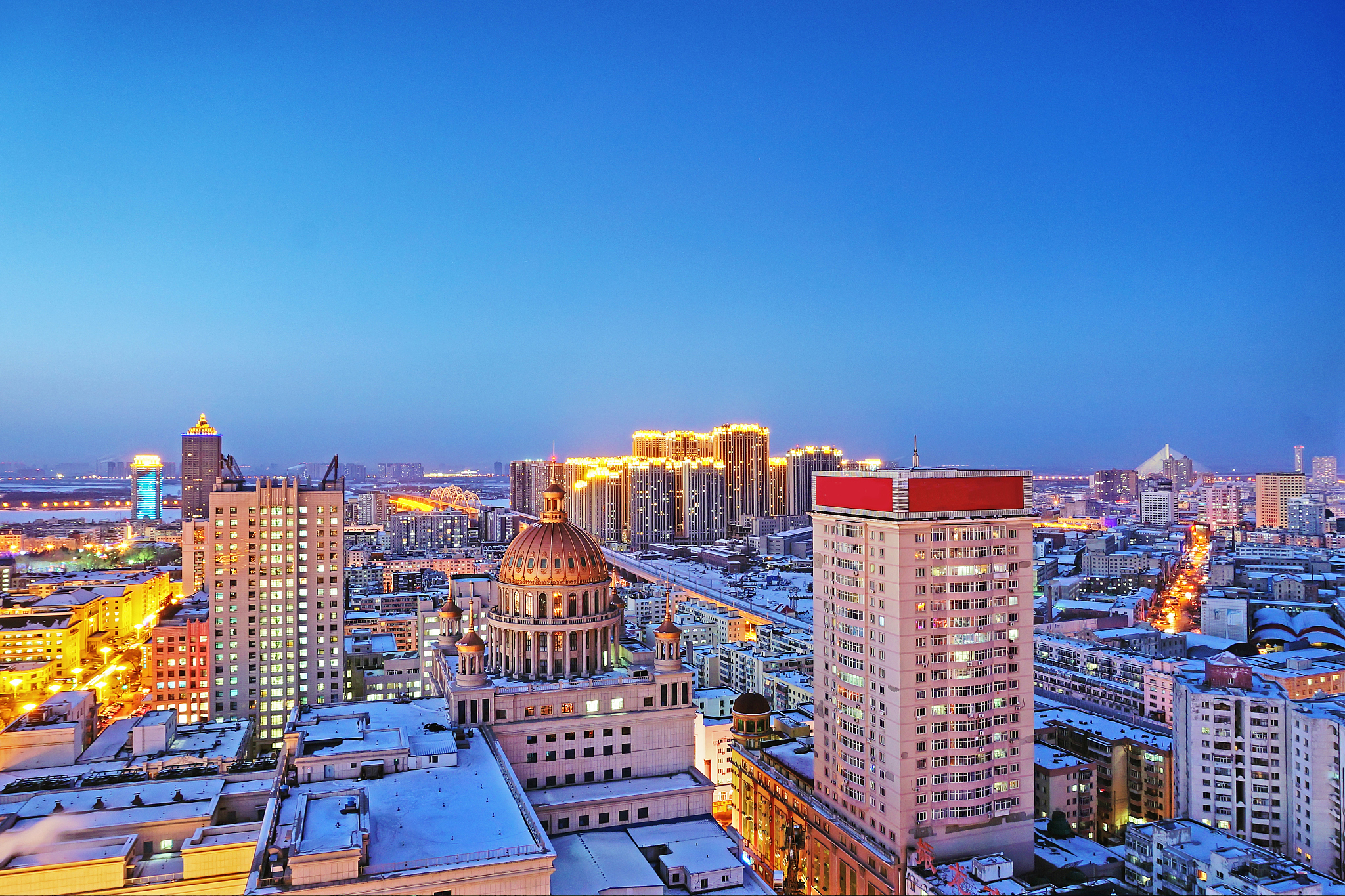 the night view of harbin